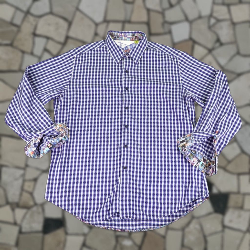 Robert Graham Robert Graham Shirt Mens XL Blue Plaid Button-Up Long Sleeve Collared Cotton Designer Colorful Size US XL / EU 56 / 4 - 1 Thumbnail