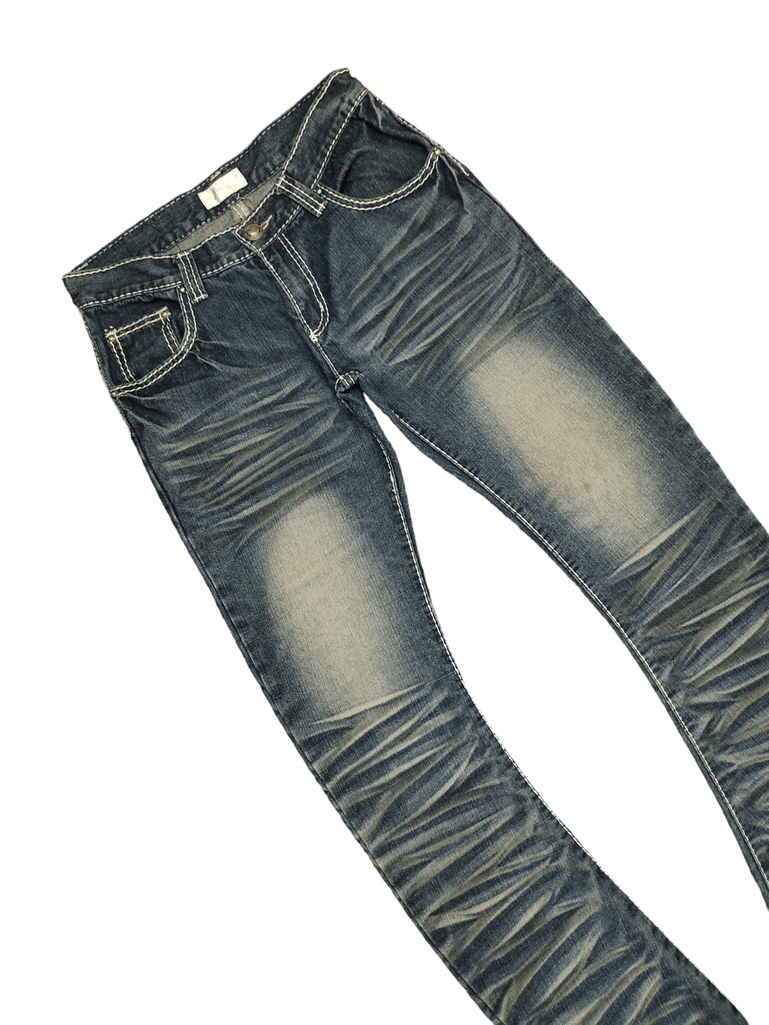GOSTAR DE FUGA Japanese Brand Growth Amazing Washed Curved Denim Jeans Size US 31 - 6 Thumbnail