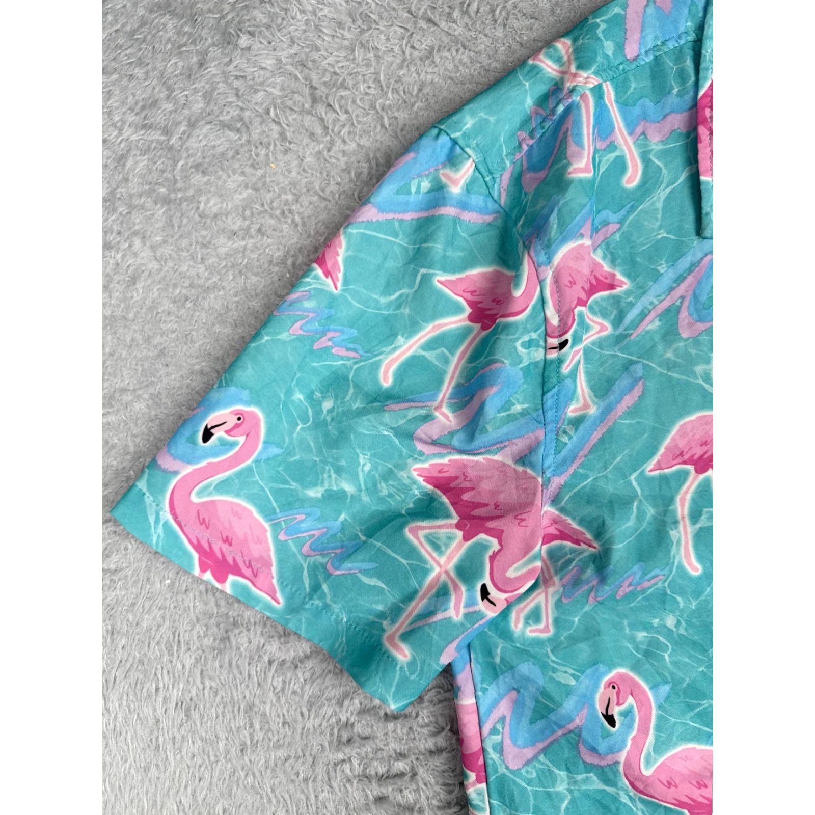 Vintage VINTAGE Brooklyn Cloth Shirt Men Medium Blue Pink Flamingo AOP Polyester Blend Hawaiian Size US M / EU 48-50 / 2 - 3 Thumbnail