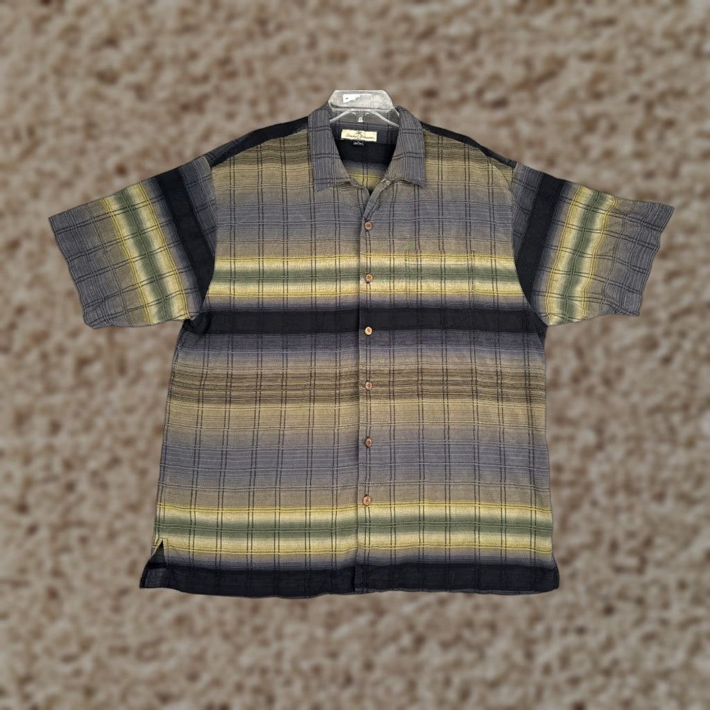 Tommy Bahama Tommy Bahama Shirt Men XL Blue Silk Hawaiian Button-Up Short Sleeve Stripe" Size US XL / EU 56 / 4 - 1 Thumbnail