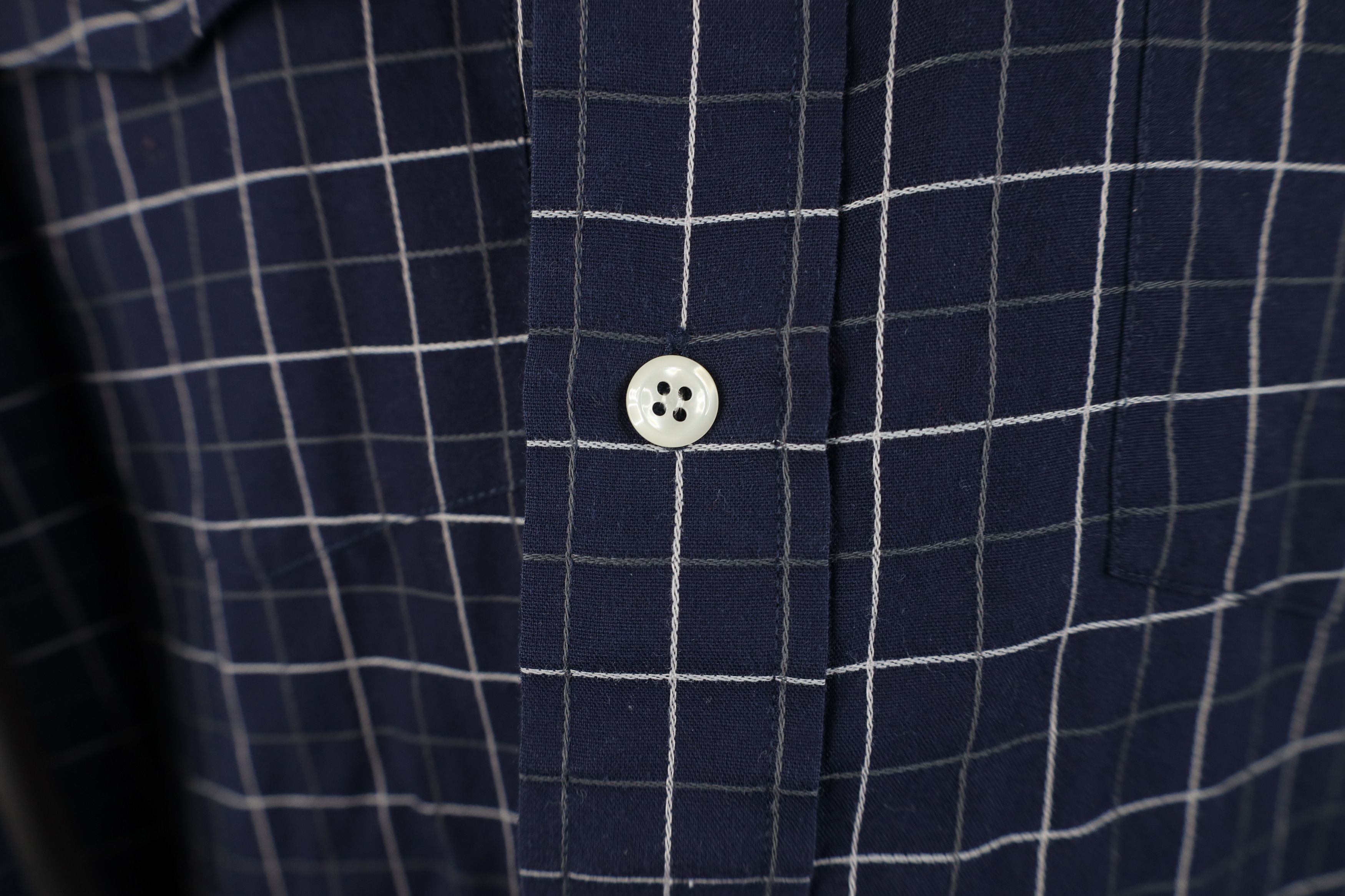 Givenchy Vintage 90s Givenchy Knit Collared Button Shirt Blue Plaid Size US M / EU 48-50 / 2 - 4 Thumbnail