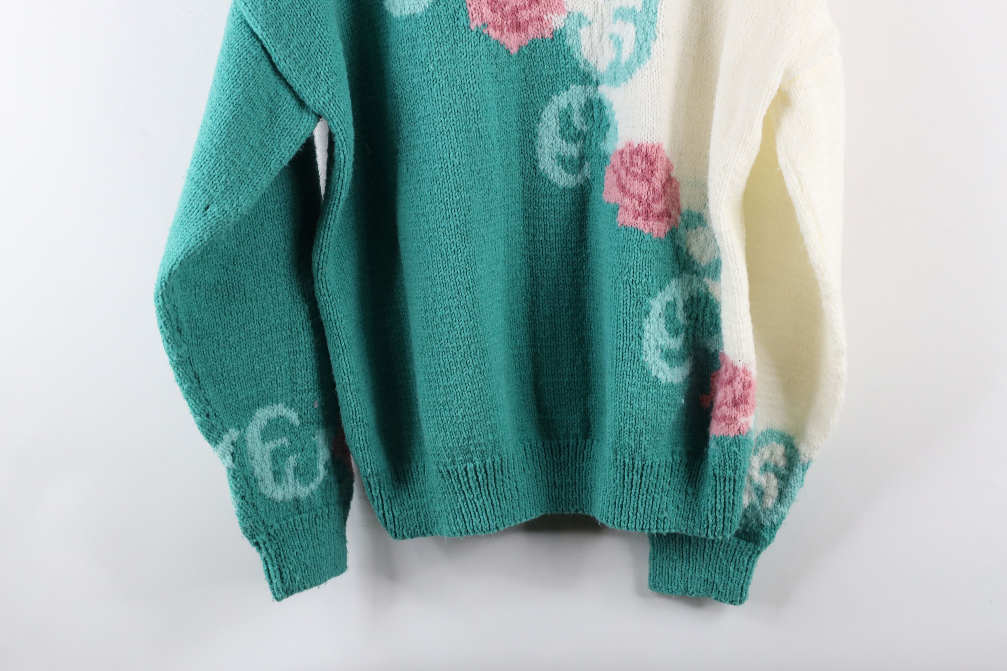 Vintage Vintage 90s Country Primitive Rose Flower Knit Sweater Size M / US 6-8 / IT 42-44 - 12 Thumbnail