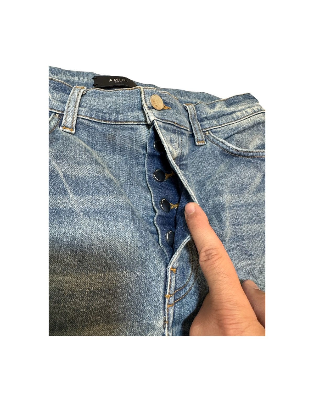 Amiri Amiri White Leather Core Logo Thrasher Ripped Jeans size 36 Size US 36 / EU 52 - 5 Thumbnail