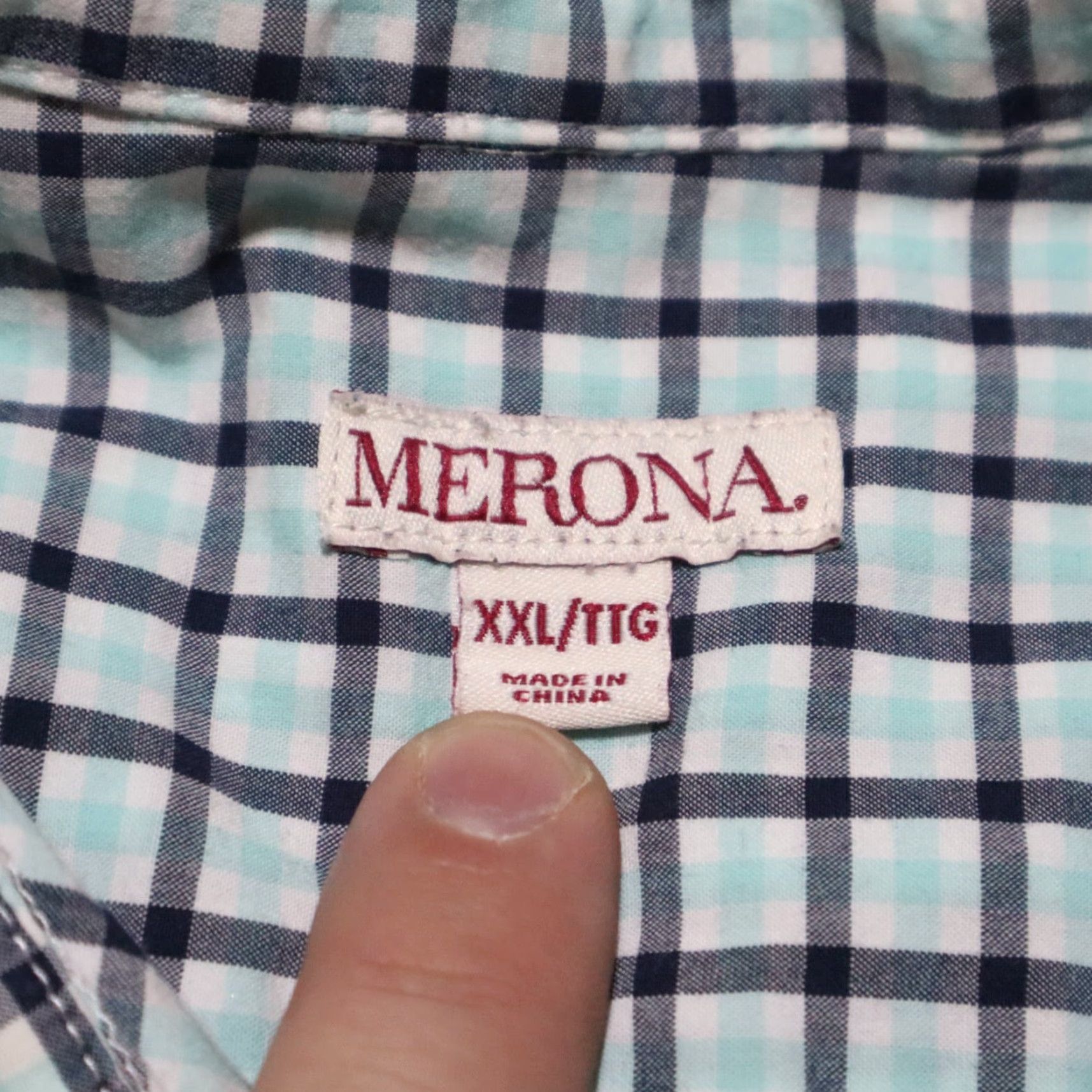 Merona VINTAGE Merona Checkered Button-Up Shirt Men’s XXL Blue Cotton 90s Classic Size US XXL / EU 58 / 5 - 2 Thumbnail