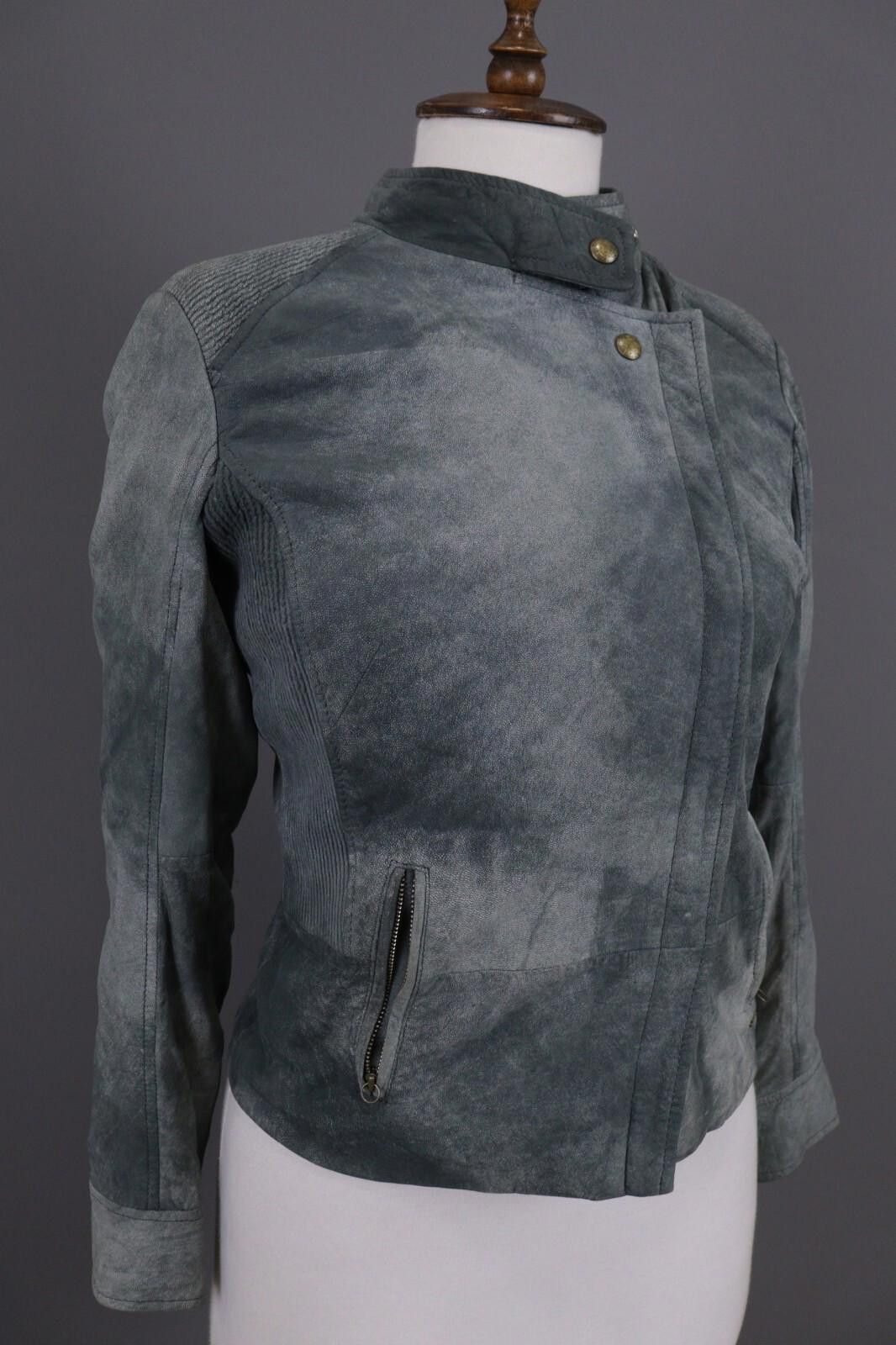 Hugo Boss Hugo Boss Gray Leather Designer Full Zip Biker Jacket Size M / US 6-8 / IT 42-44 - 5 Thumbnail