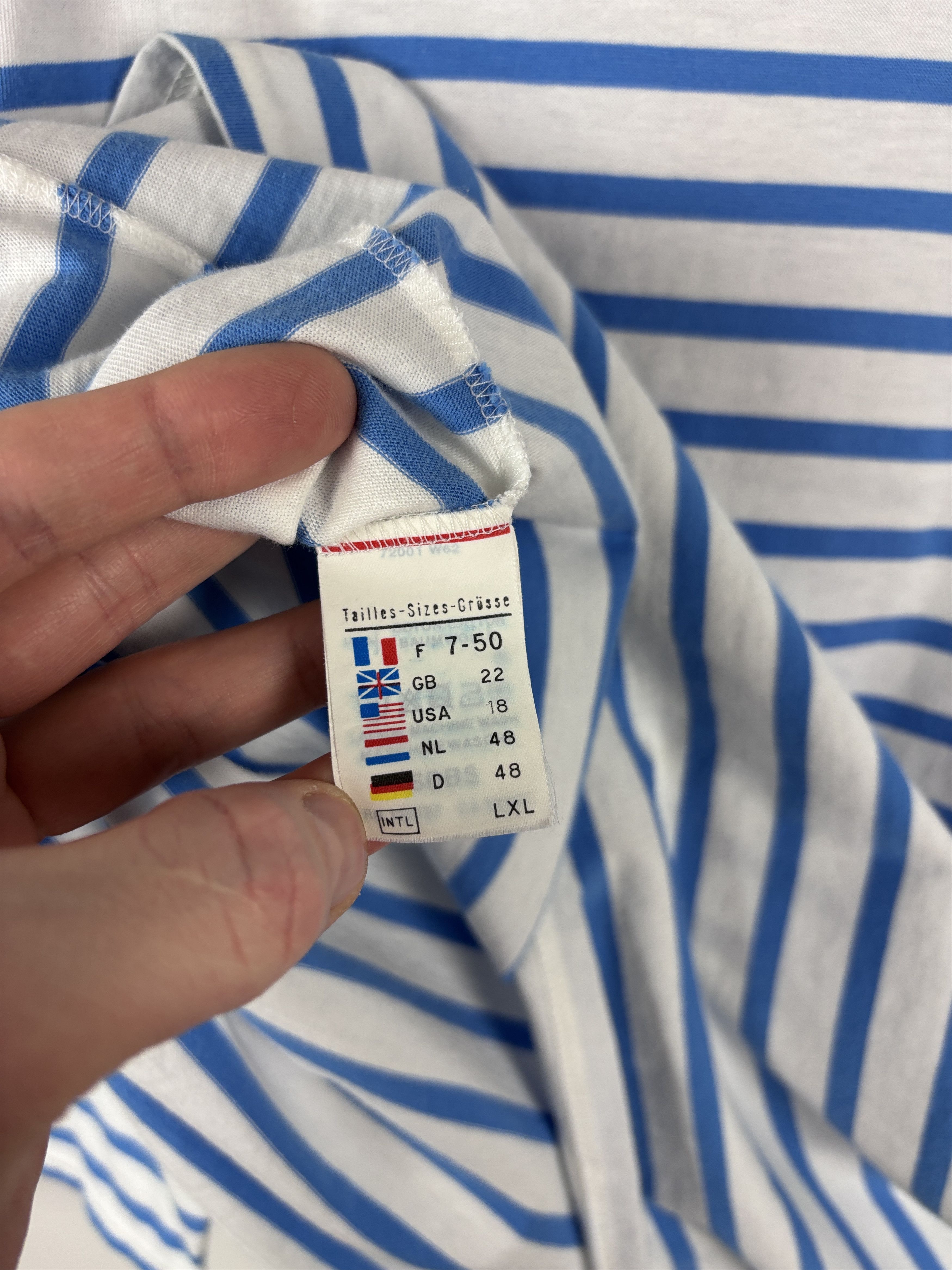 Saint James Saint James Striped 3/4 Sleeve Top Shirt White Blue S US 18 Size XXL / US 16-18 / IT 52-54 - 6 Thumbnail
