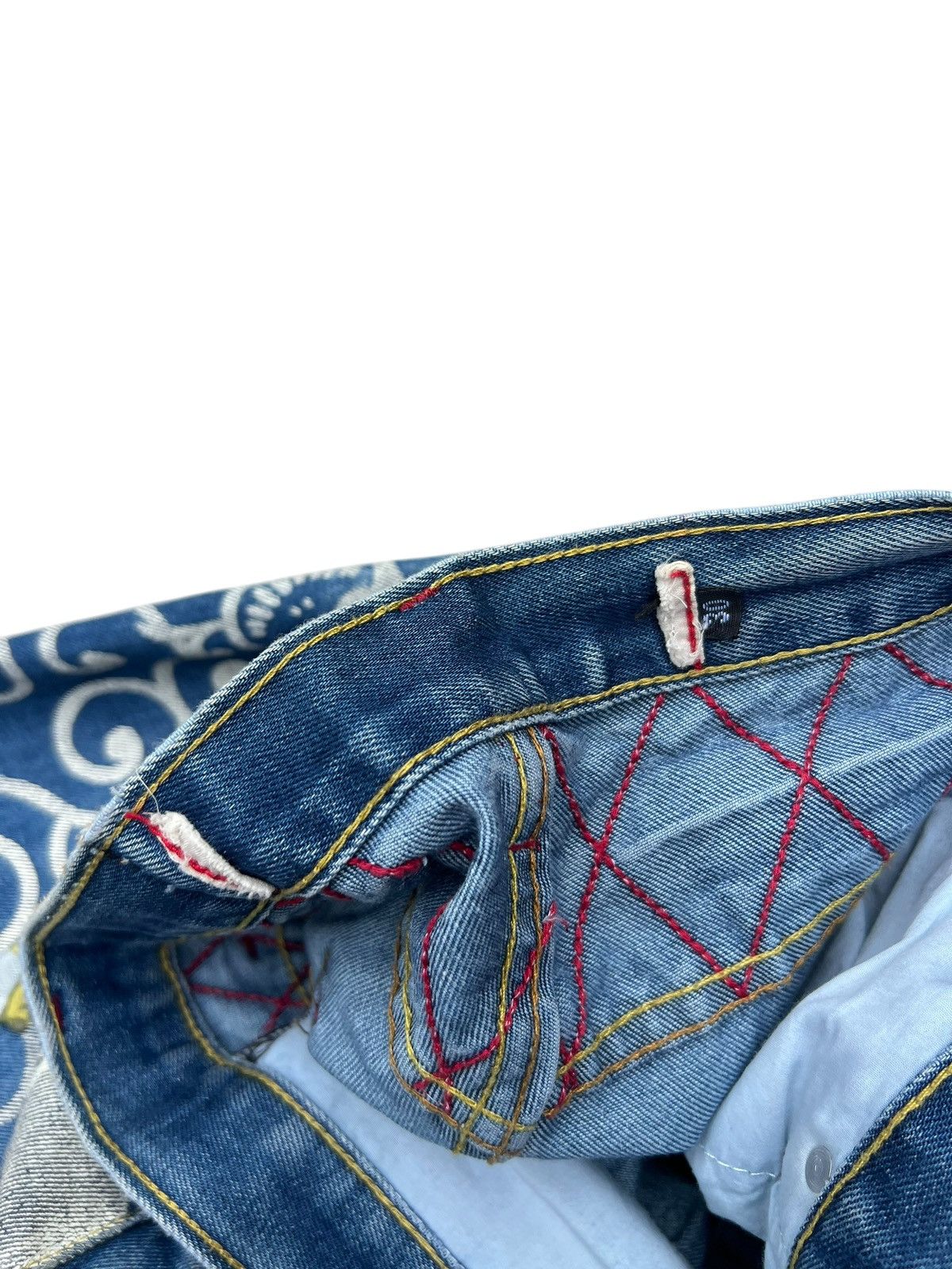 Vintage Dirty Mud SANMARUICHI Distress Frog Embroidery Denim Jeans Size US 30 / EU 46 - 22 Thumbnail