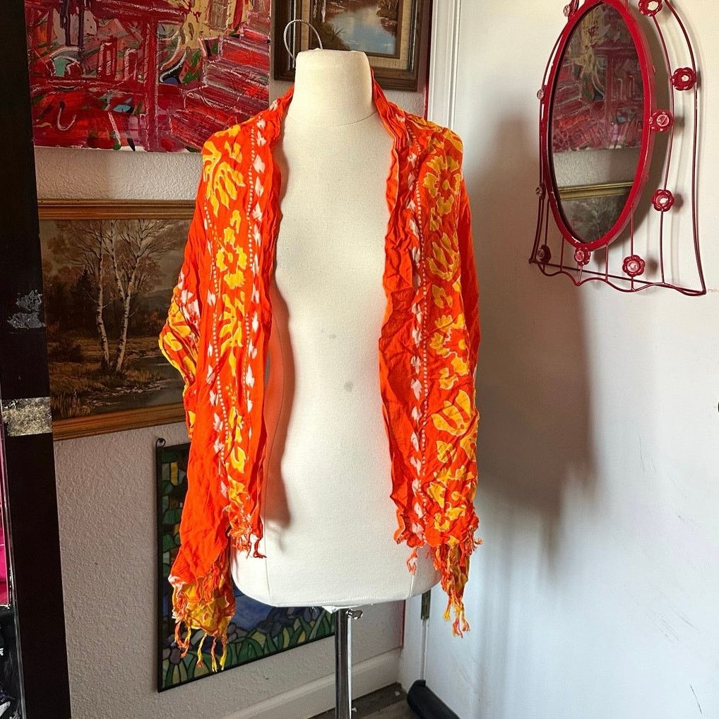 Other no brand hibiscus orange yellow scarf cover Size ONE SIZE - 2 Thumbnail