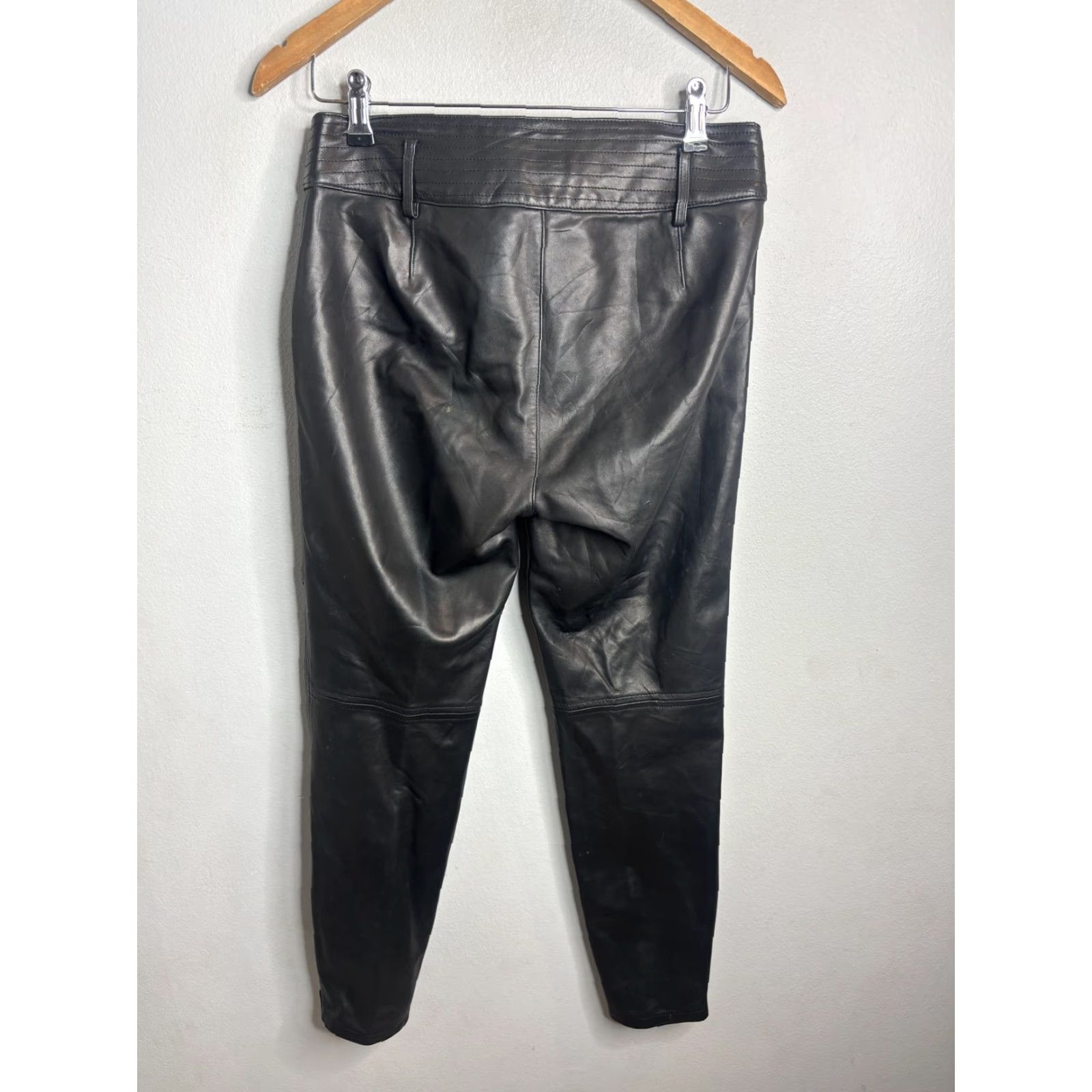 Ralph Lauren Rugby Ralph Lauren Pants Womens 4 Black Leather Skinny Ankle Moto Zip Pockets Size 27" / US 4 / IT 40 - 7 Thumbnail