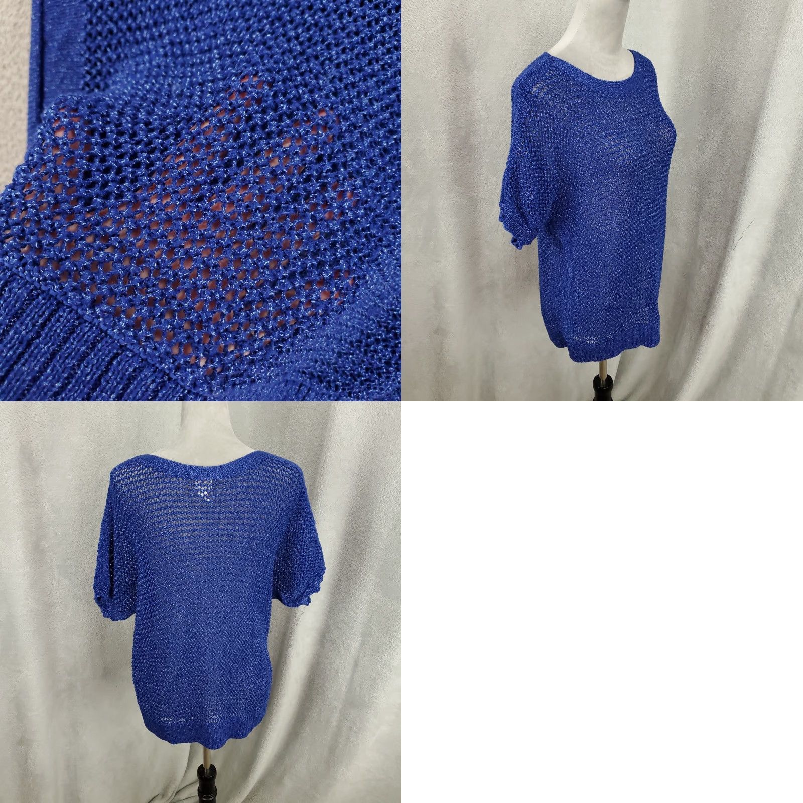 Vintage Chicos Sweater Womens XL Blue Open Knit Pullover Seed Chicos Size 3 Size XL / US 12-14 / IT 48-50 - 8 Thumbnail