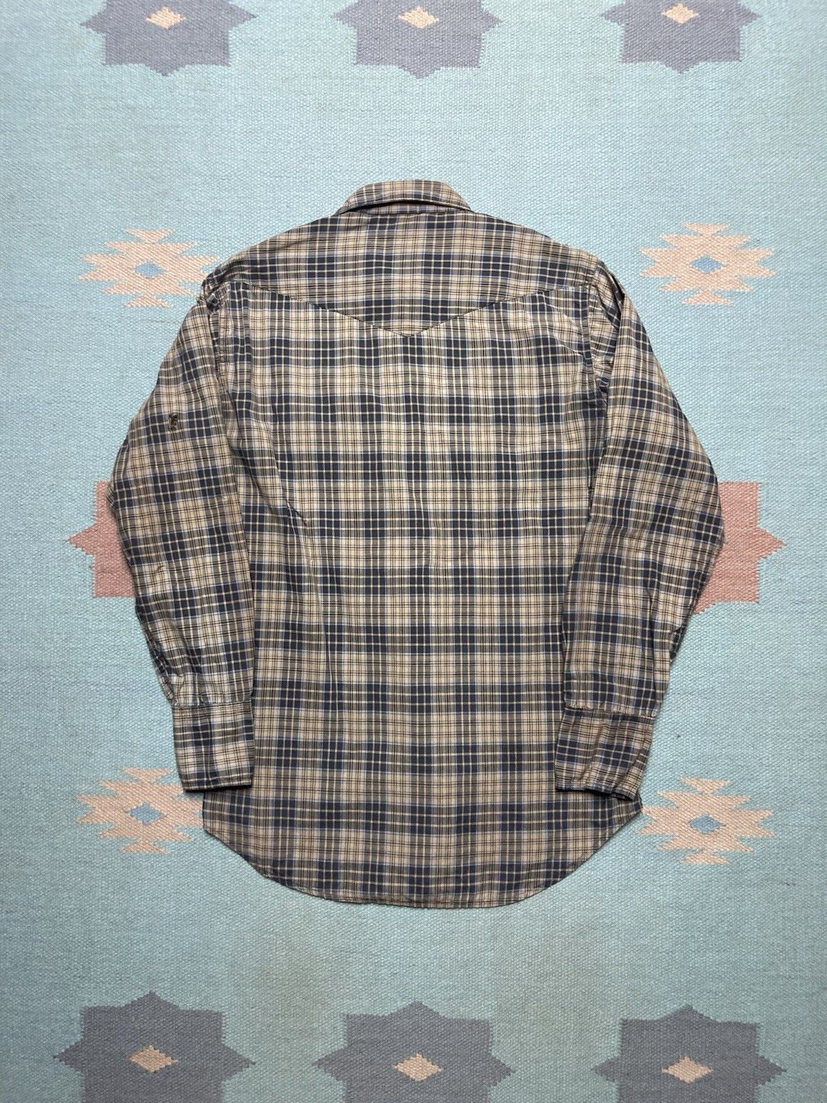 Vintage 70s wrangler Pearl snap shirt plaid blue bell western small Size US S / EU 44-46 / 1 - 8 Thumbnail