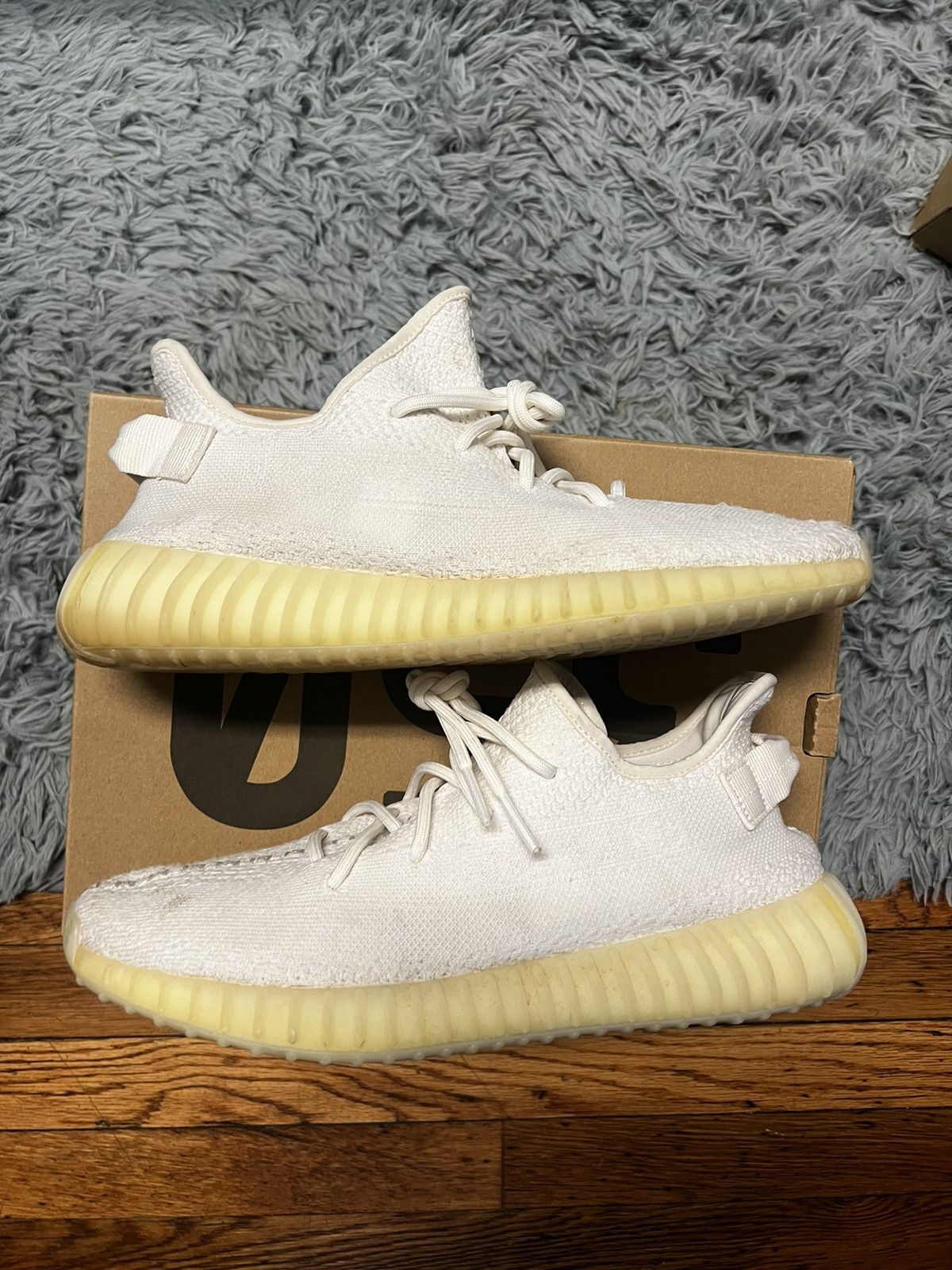 image of Adidas x Kanye West Yeezy 350 V2 Cream/triple White Shoes, Men's (Size 11)
