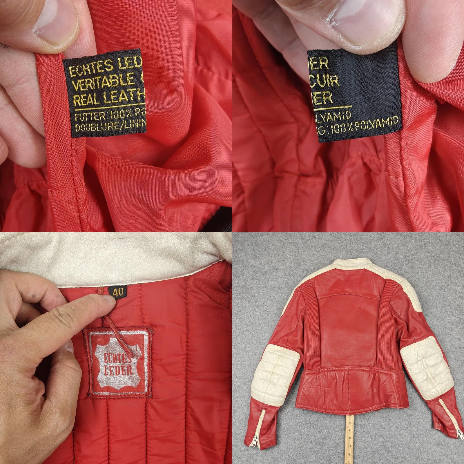 Shein VINTAGE Hein Gericke Jacket Womens 40 Red Leather Motorcycle Padded Zip Size S / US 4 / IT 40 - 8 Thumbnail
