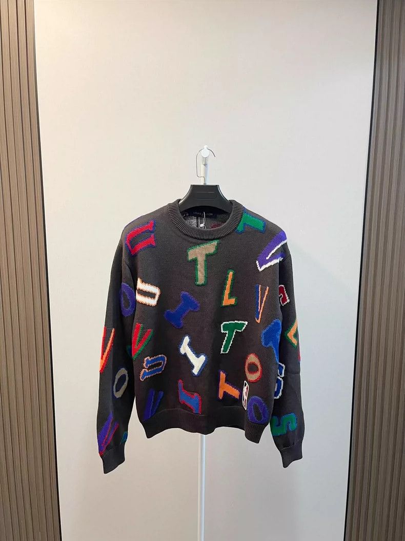 Louis Vuitton Louis Vuitton Graffiti Logo Wool Sweater-yf Size US S / EU 44-46 / 1 - 1 Thumbnail