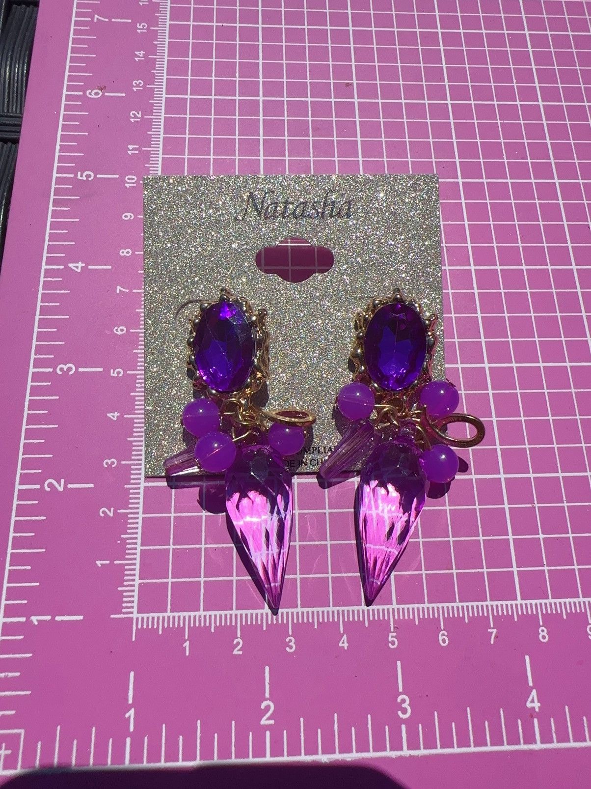 Designer Natasha gold tone Lightweight purple Crystal Size ONE SIZE - 4 Thumbnail