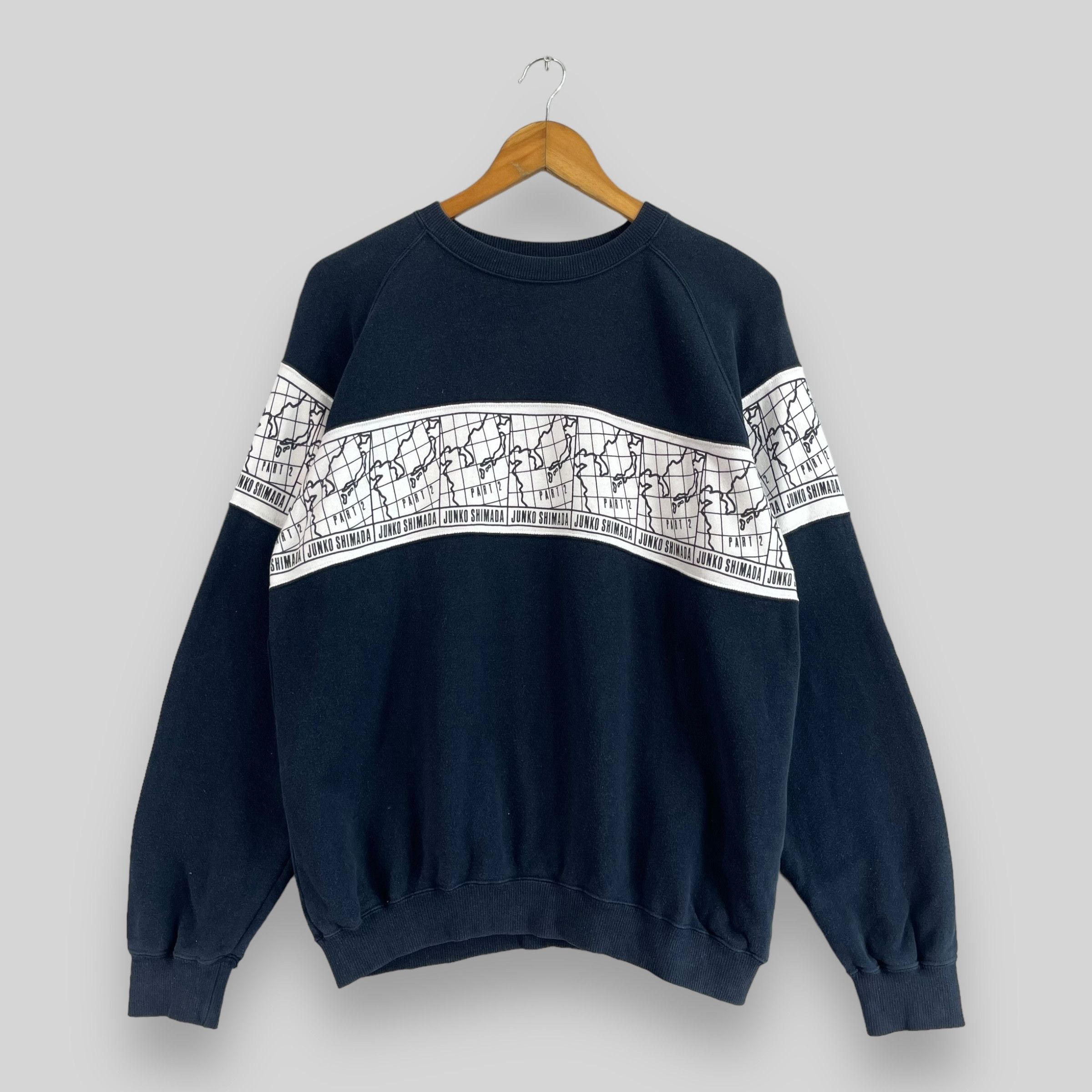 Japanese Brand × Vintage JUNKO SHIMADA World Mapping Stripes Printed Sweatshirt Size US M / EU 48-50 / 2 - 1 Thumbnail
