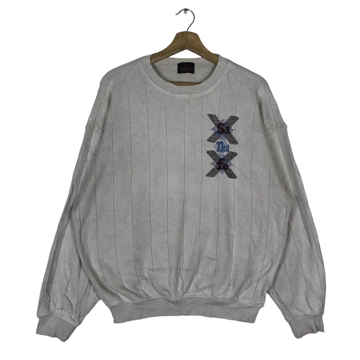 image of Vintage Santa Fe Patch Work Pullover Jumper Sweatshirt in Beige, Men's (Size Large)