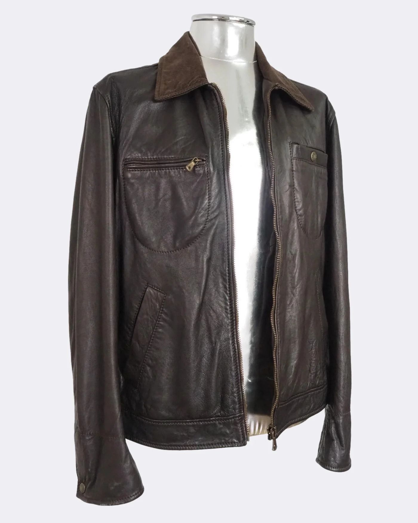 Dolce & Gabbana Dolce & Gabbana Leather Zip with Corduroy Collar $2180 Size US L / EU 52-54 / 3 - 7 Thumbnail