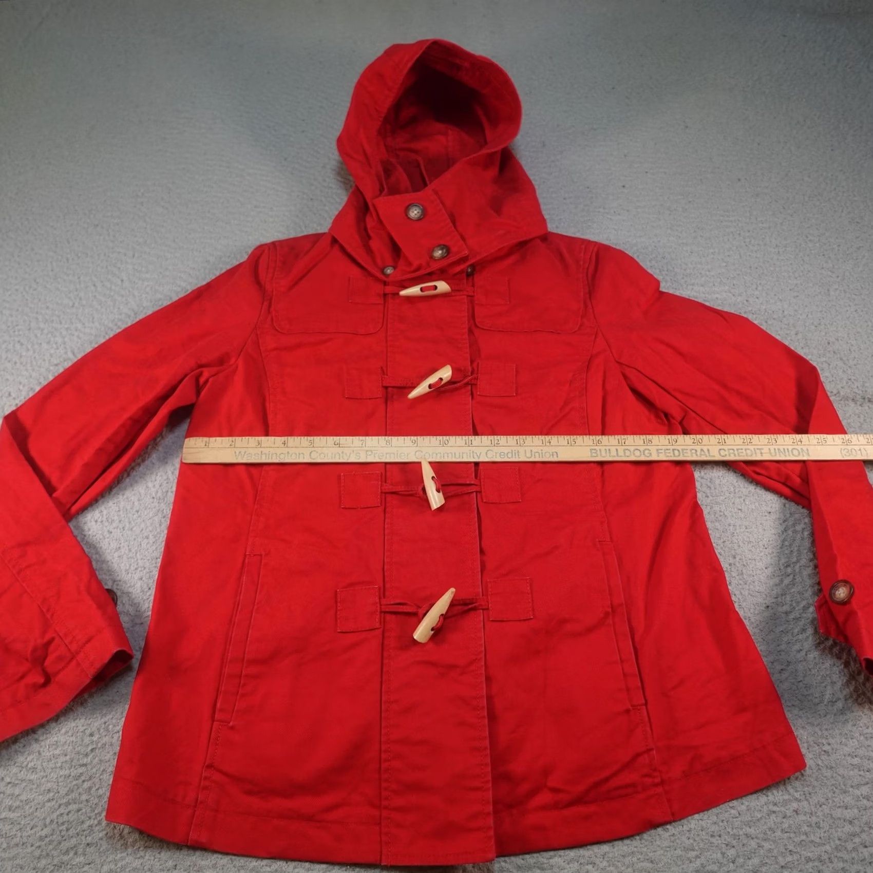 Nautica Nautica Coat Womens M Red Hooded Parka Short Coat Zip Pockets Casual Travel Fall Spring Womens Size M / US 6-8 / IT 42-44 - 5 Thumbnail
