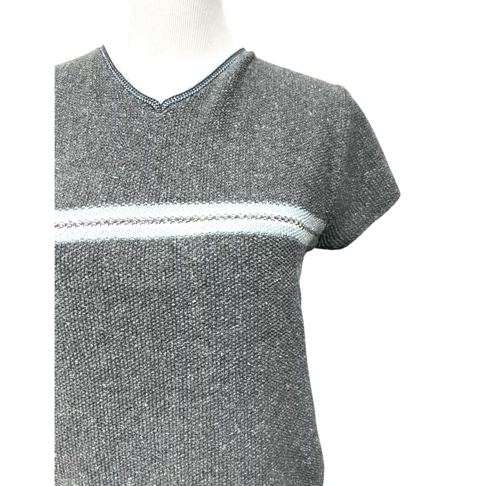 Vintage VINTAGE Grunge Chest Stripe Sweater Womens L Gray Blue 90s Skater Pullover Knit Blocked Pattern Size L / US 10 / IT 46 - 2 Thumbnail