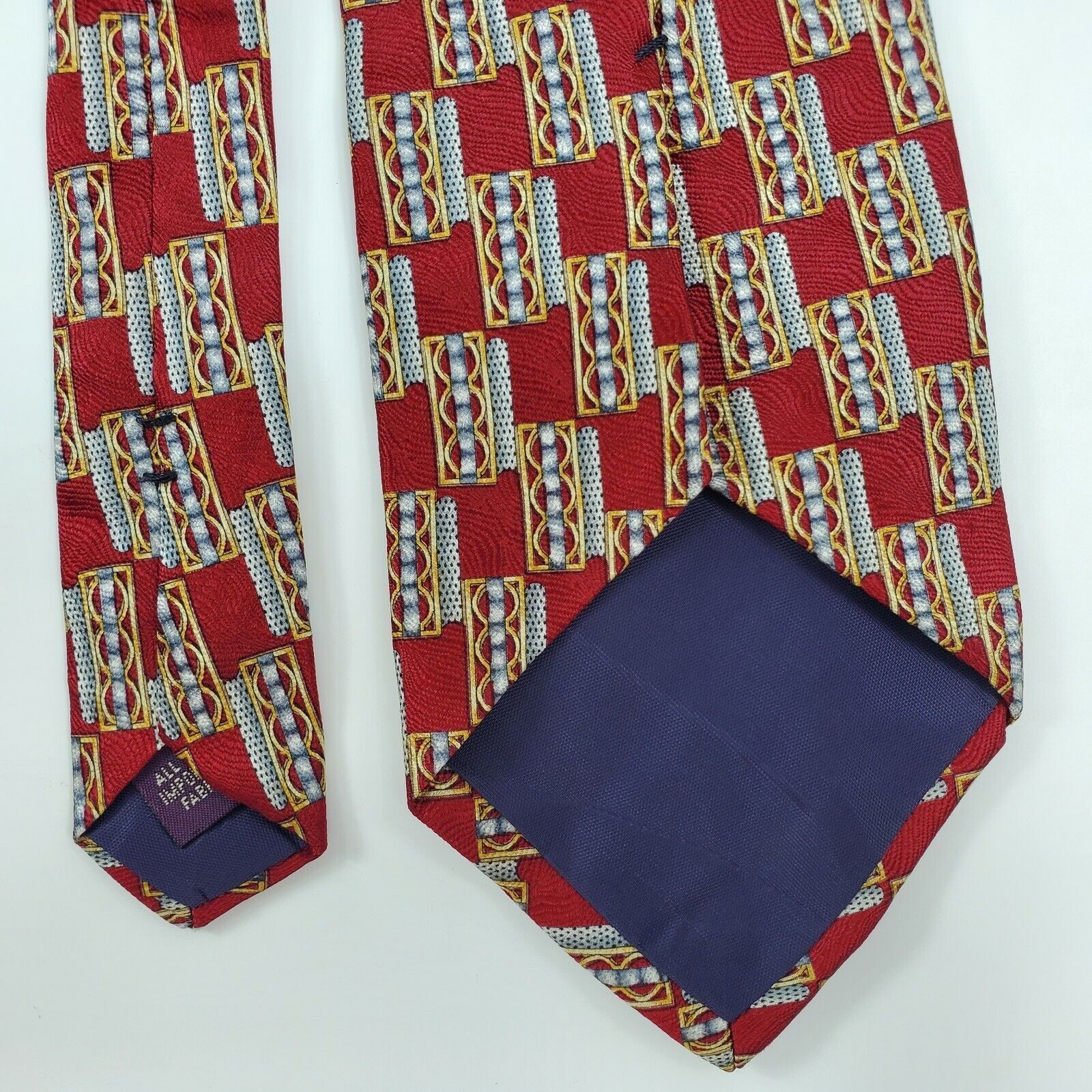 Bert Pulitzer Bert Pulitzer Red Geometric Silk Tie Short Size ONE SIZE - 5 Thumbnail