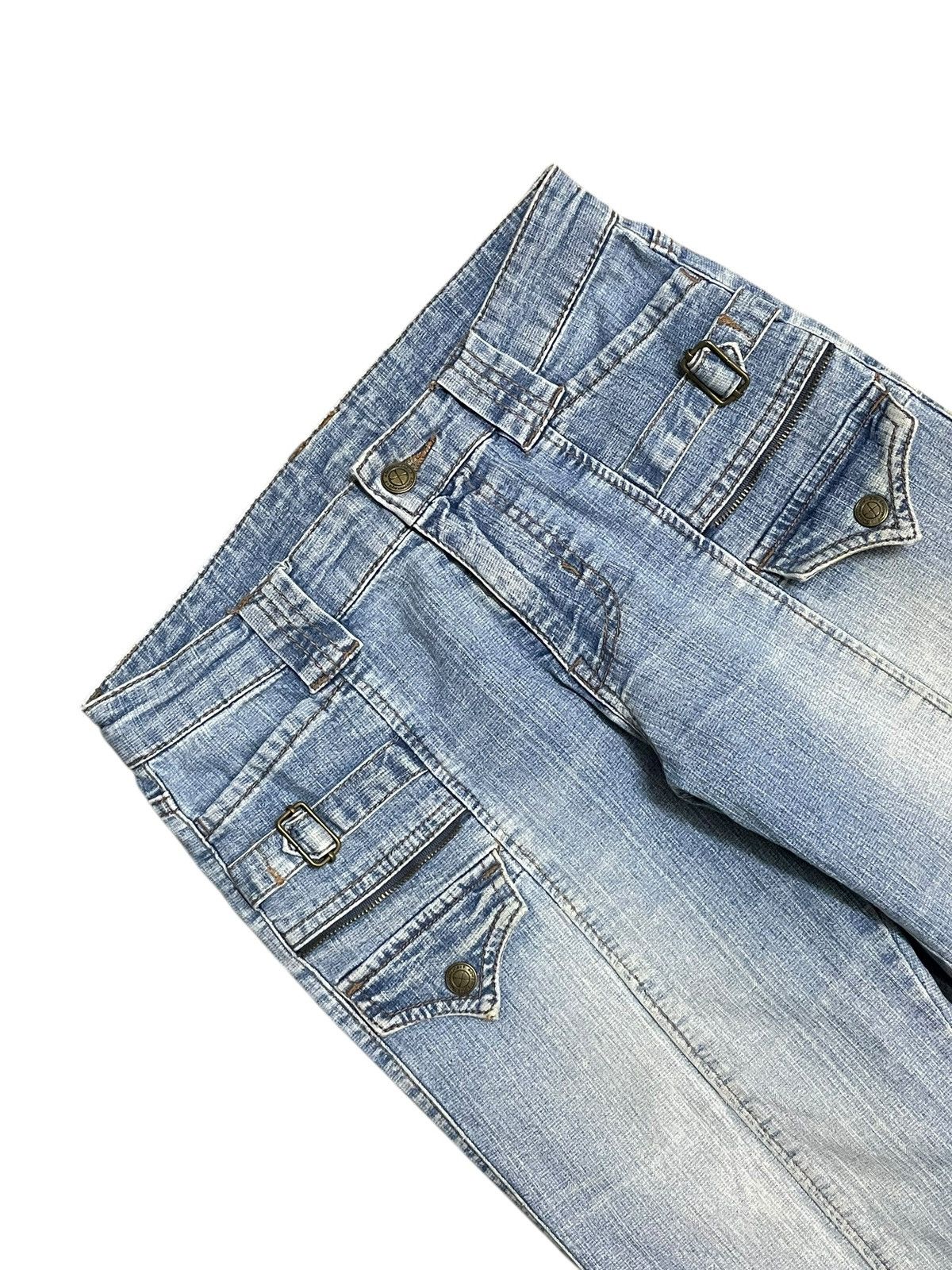 Japanese Brand Vtg Japanese Women’s Denim Punk Style Buckle Wide Leg Jeans Size 27" / US 4 / IT 40 - 5 Thumbnail