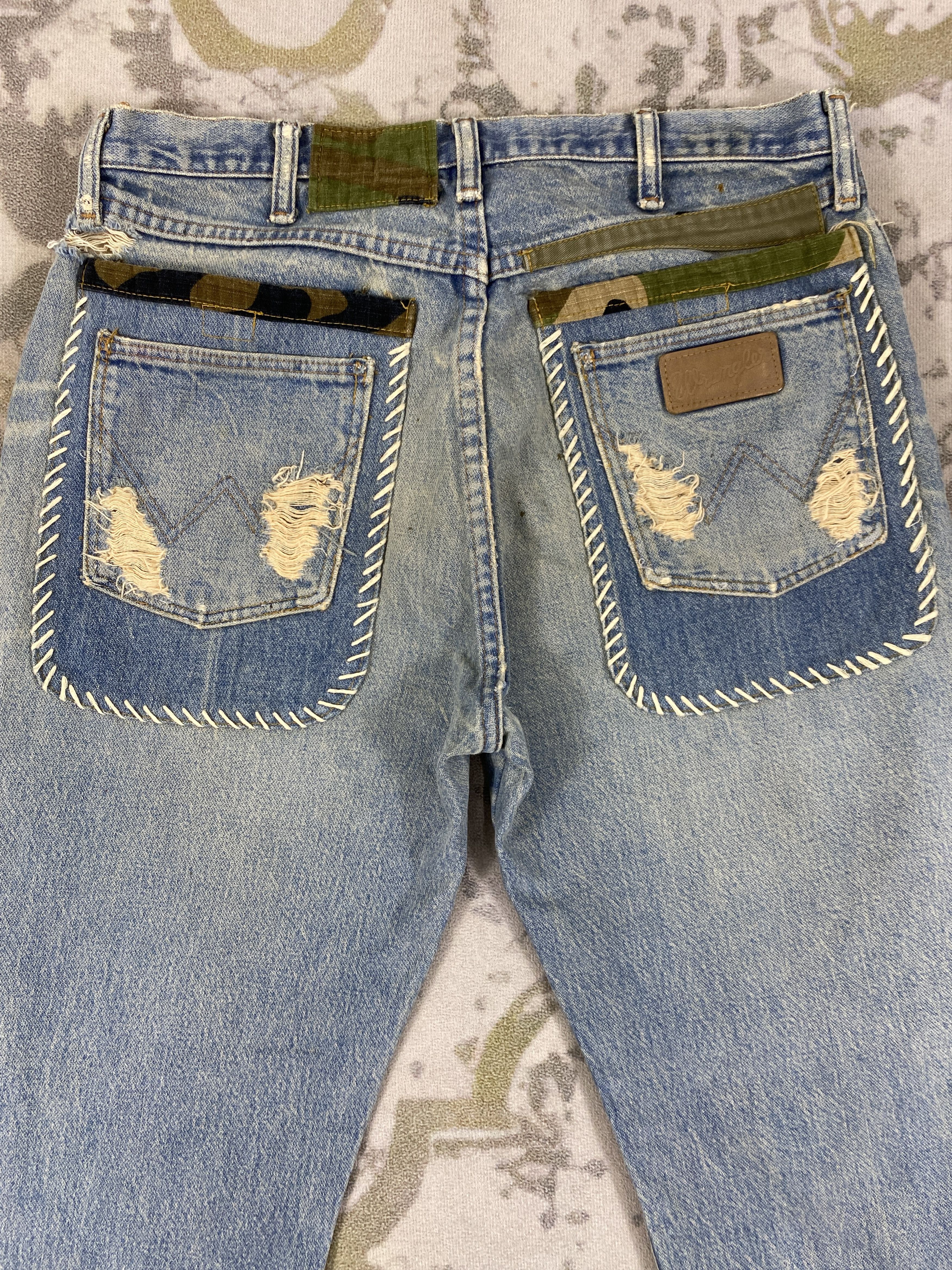 Japanese Brand Distressed Blue Vintage Wrangler Jeans 32x28.5 Denim- JN3525 Size US 32 / EU 48 - 4 Thumbnail
