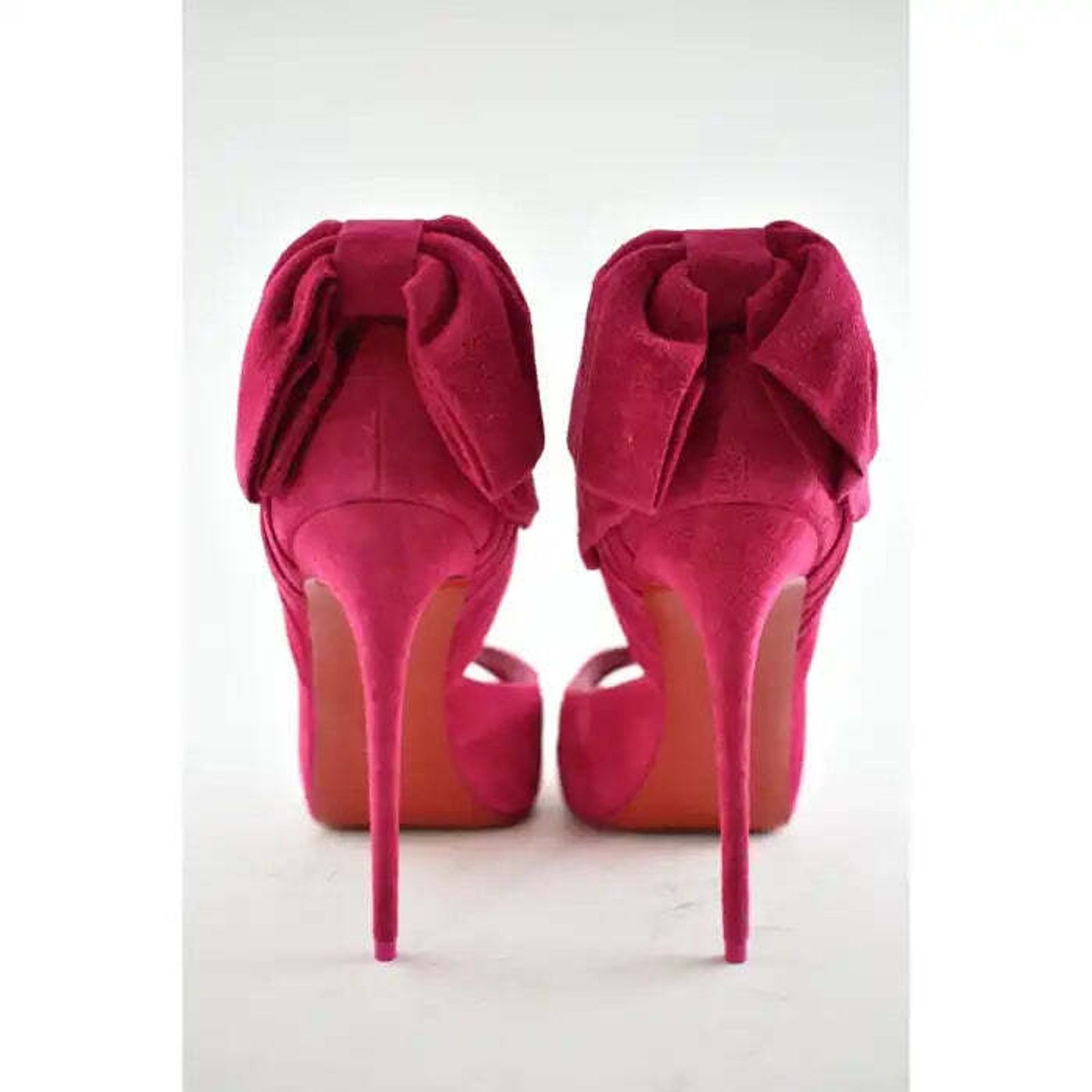 Christian Louboutin Rabakate Alta 120 Bomba Pink Suede Platform Heel Pump 37.5 Size US 7.5 / IT 37.5 - 10 Thumbnail