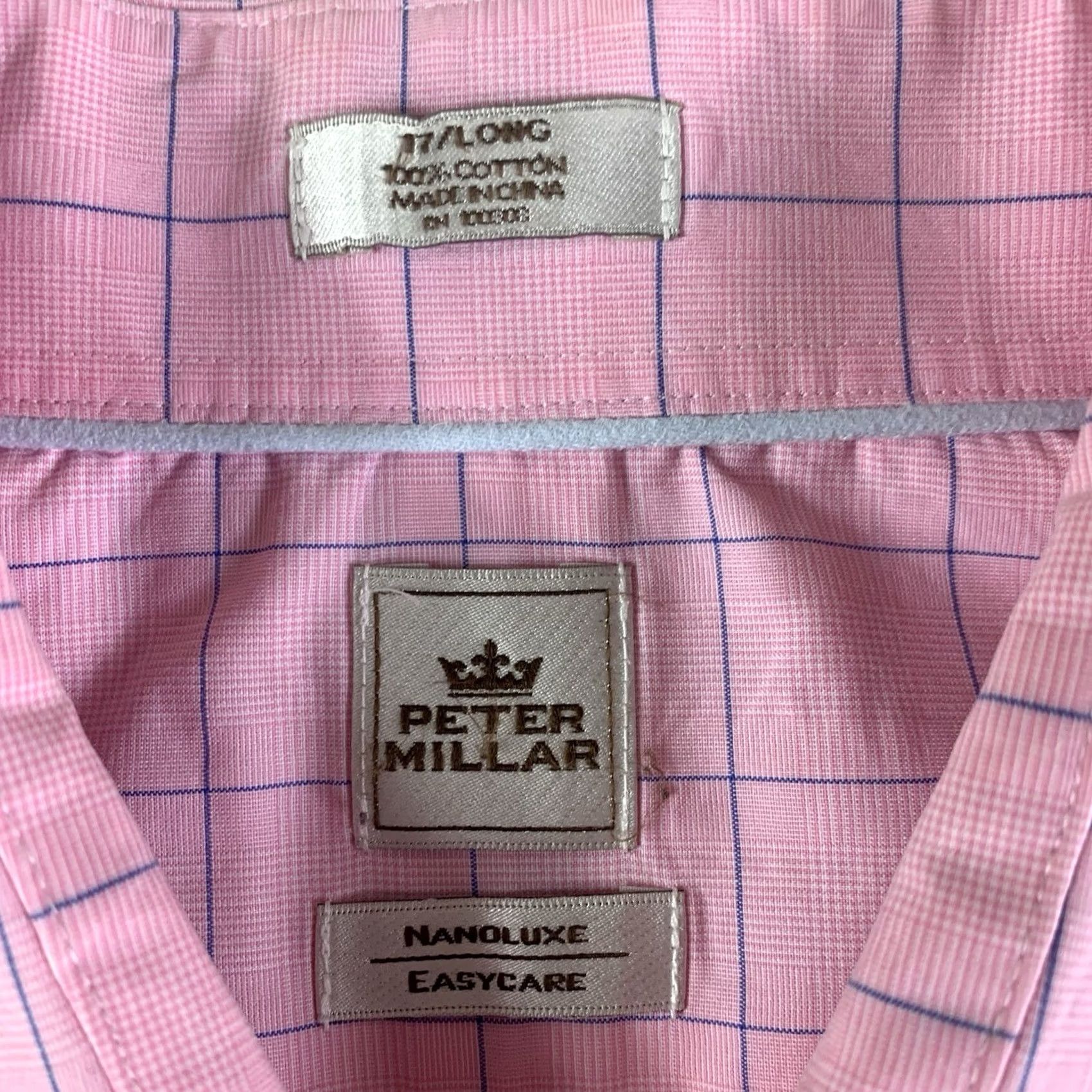 Peter Millar Peter Millar Button Up Shirt Mens 17 Long Pink White Windowpane Nanoluxe Nanoluxe Button-Up Shirt Regular Size 17 Pink Windowpane Mens Constants Size US XL / EU 56 / 4 - 3 Thumbnail