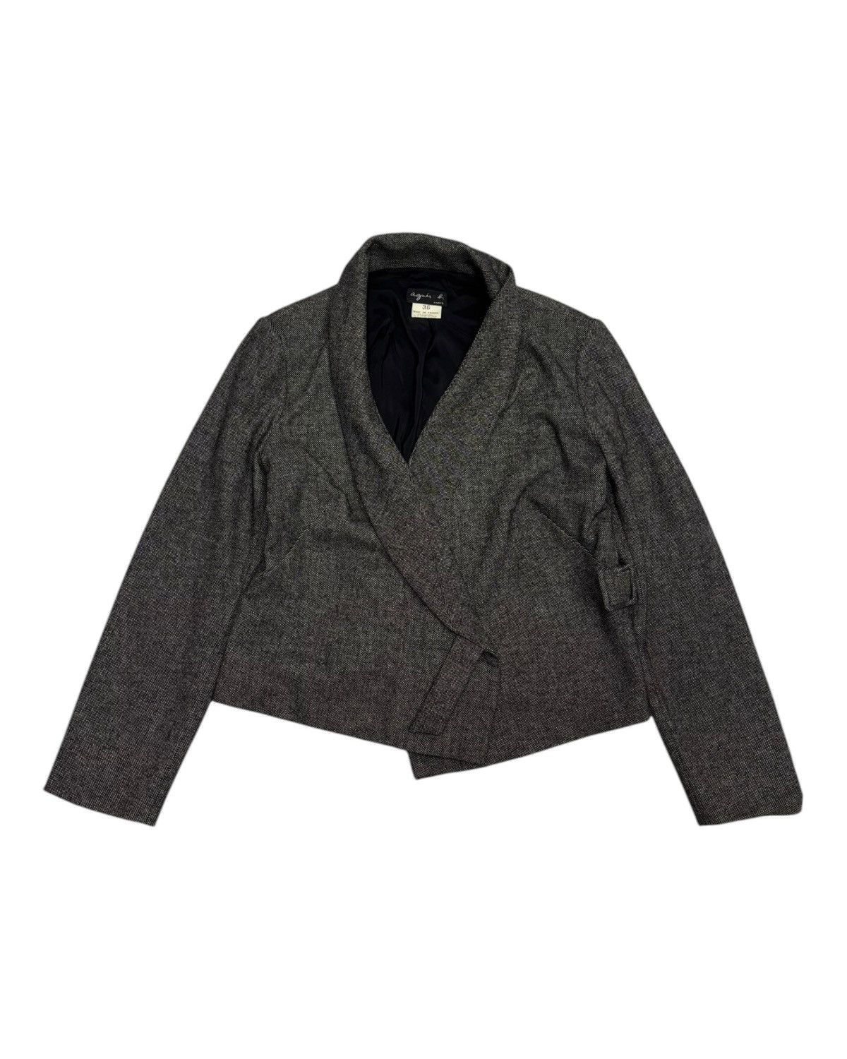 agnes b. 🔥AGNES B WOOL LAINE GREY SHAWL COLLAR CROP JACKET Size S / US 4 / IT 40 - 1 Thumbnail