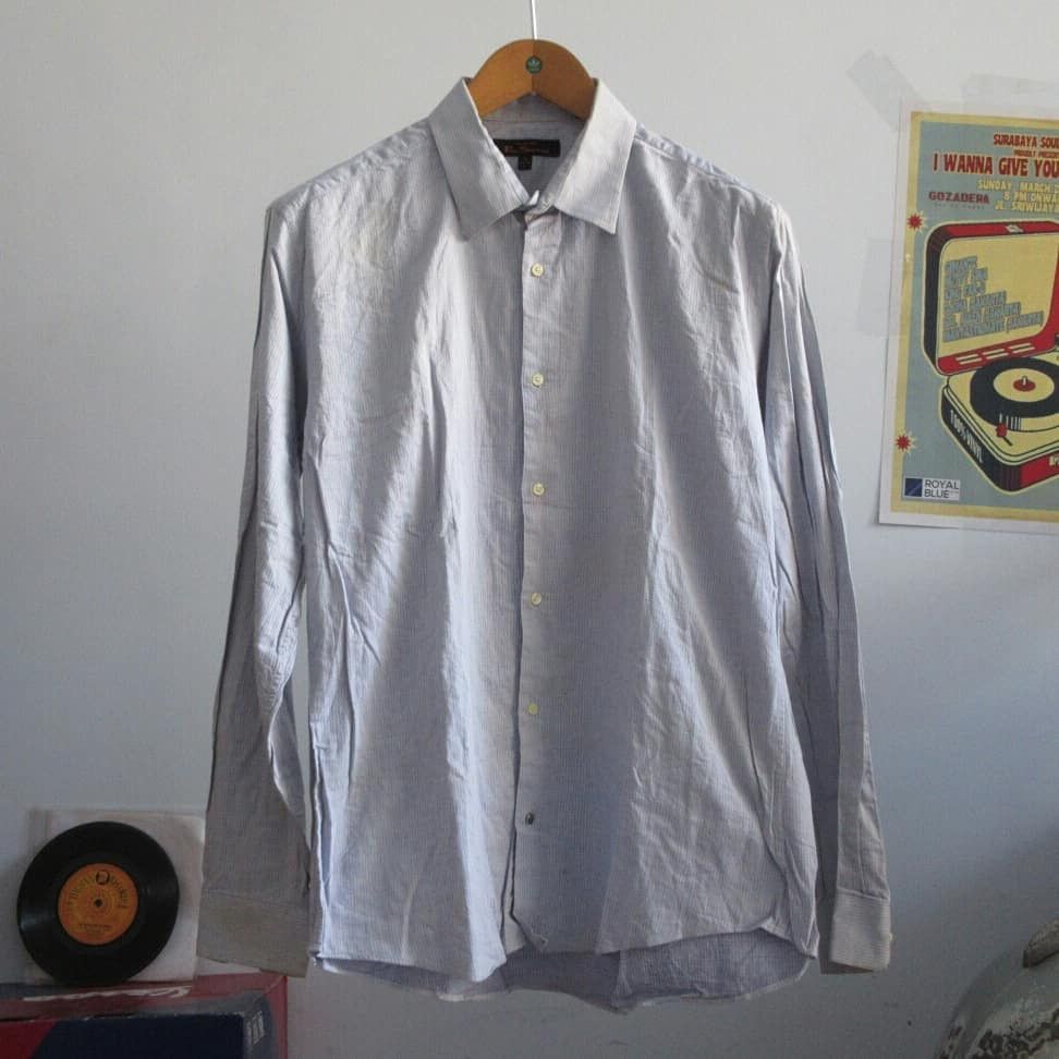 Ben Sherman ben sherman light blue stripe shirt long Sleeves button up Size US L / EU 52-54 / 3 - 3 Thumbnail