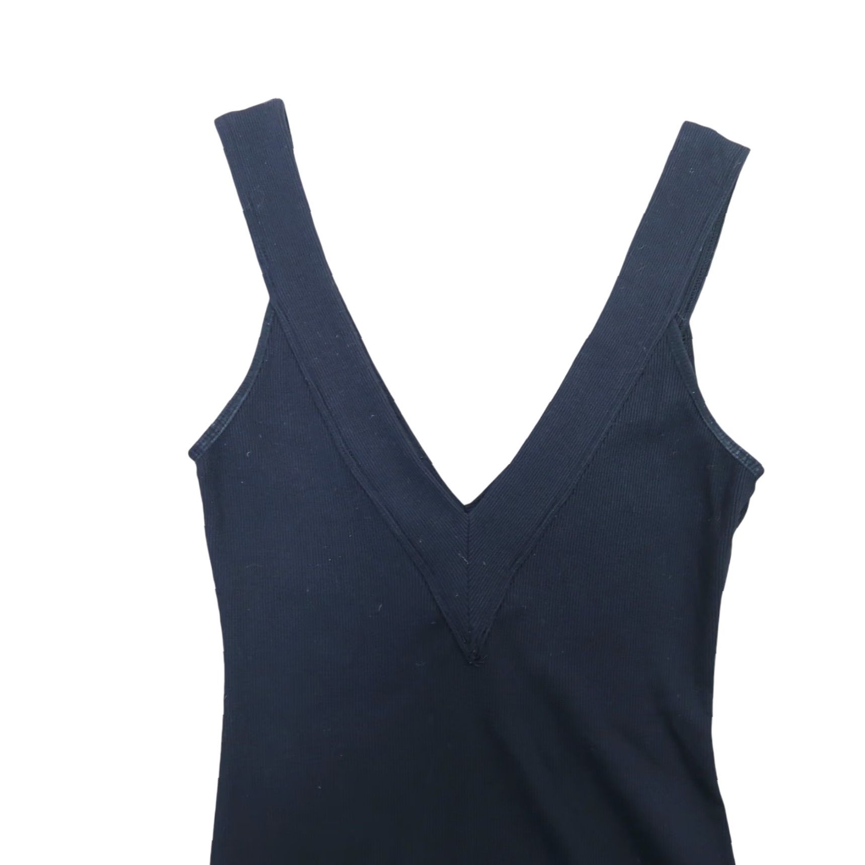 Vintage Wilfred Black Ribbed Tank Top Bodysuit S V-Neck Sleeveless Modal Solid Women Casual Party/Cocktail - Adult Small Size S / US 4 / IT 40 - 2 Thumbnail
