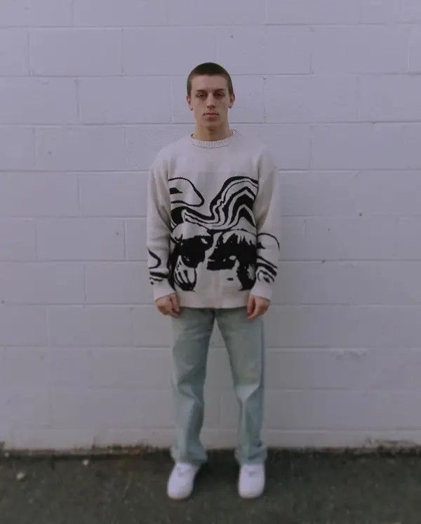 Japanese Brand × Vintage New Waved Distorted Black Waves Knitted Unisex Sweater Size US L / EU 52-54 / 3 - 3 Thumbnail