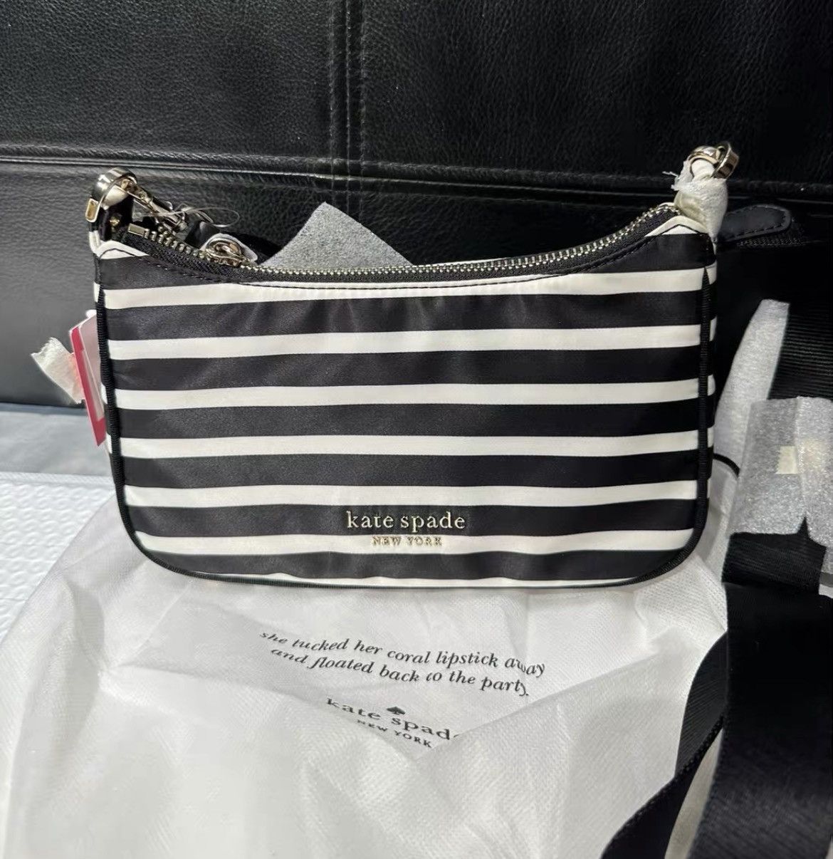 Kate Spade Kate Spade Sam Black‑White Stripe Hobo Bag AAAA7 Size ONE SIZE - 1 Thumbnail