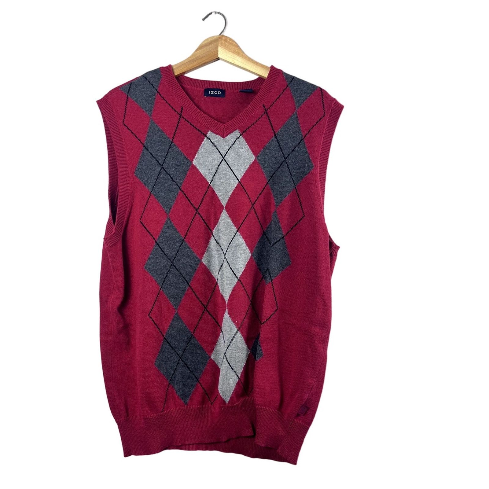Izod Men's Vintage Red Izod Argyle Sweater Vest L Size US L / EU 52-54 / 3 - 1 Thumbnail