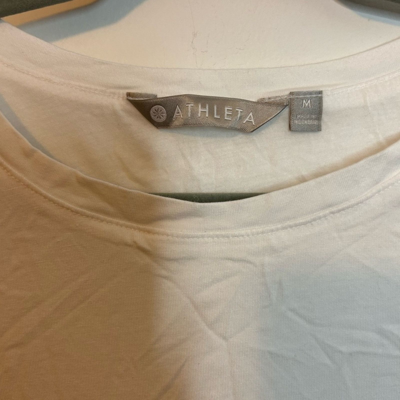 Athleta Athleta Care Free White Ruched Tee Dress Size M / US 6-8 / IT 42-44 - 3 Thumbnail