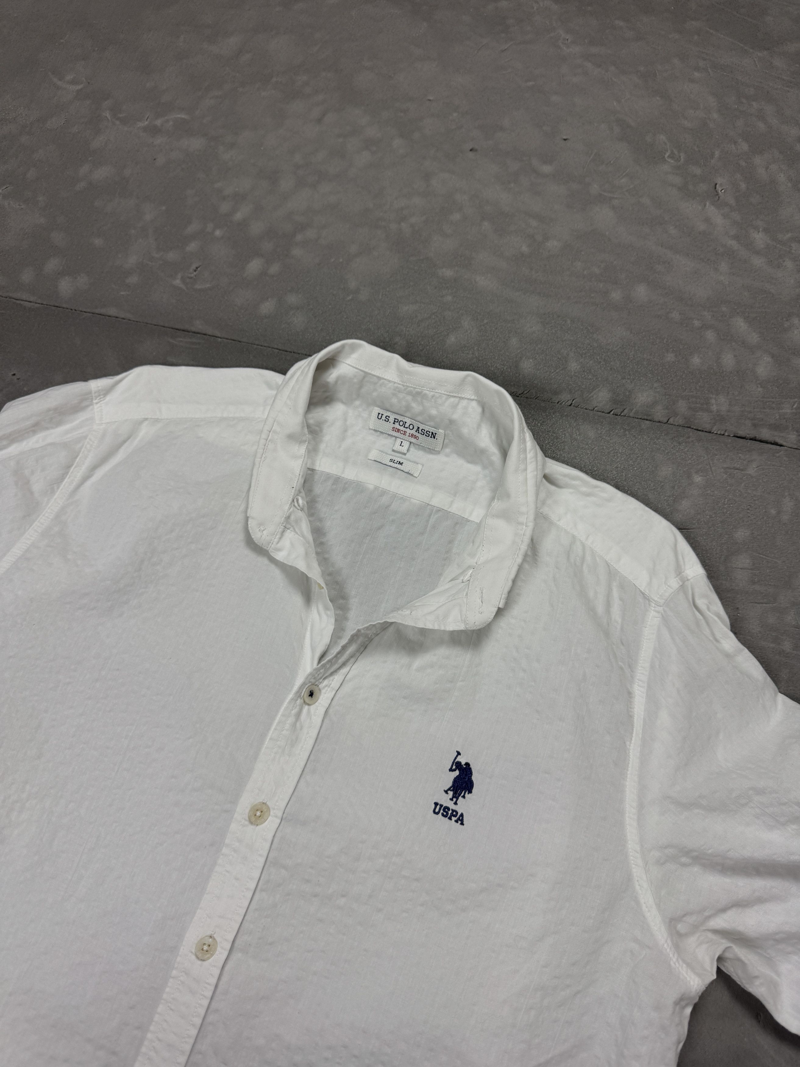 U.S. Polo Assn. × Vintage U.S. Polo Assn white summer formal shirt y2k casual Size US L / EU 52-54 / 3 - 3 Thumbnail