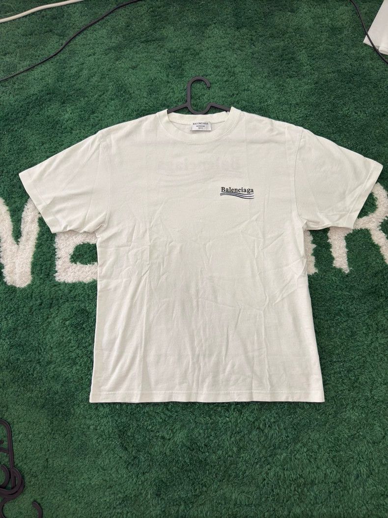 Balenciaga Balenciaga White and Blue Embroidered Coke Short Sleeve Size US XS / EU 42 / 0 - 1 Thumbnail
