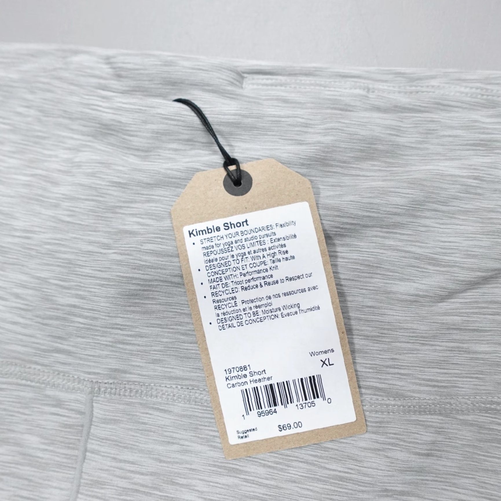 Prana Prana Kimble Shorts High Rise Athletic Carbon Heather 1970881 Women's XL Athletic Shor ts CrossFit Gym Yoga Pockets Breathable Elastic Waist Size 40" / US 18 - 2 Thumbnail