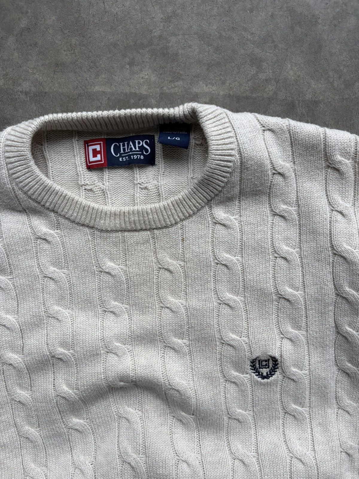 Chaps Chaps Cream Cable Knit Mens Pullover Sweater 1990s Sz L Size US L / EU 52-54 / 3 - 3 Thumbnail