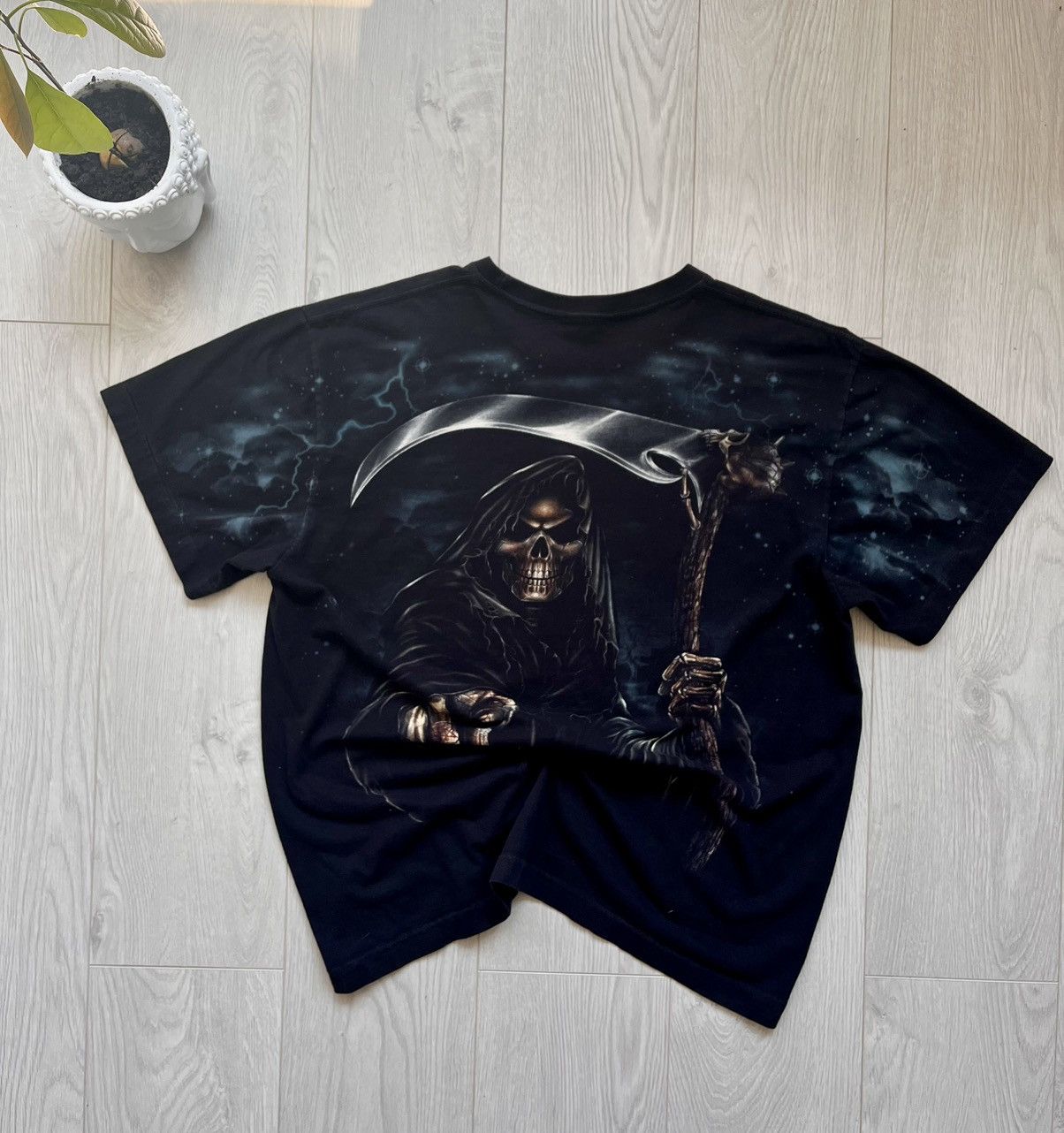 Vintage Grim Reaper vintage 90s boxy full print t shirt Size US XL / EU 56 / 4 - 2 Thumbnail