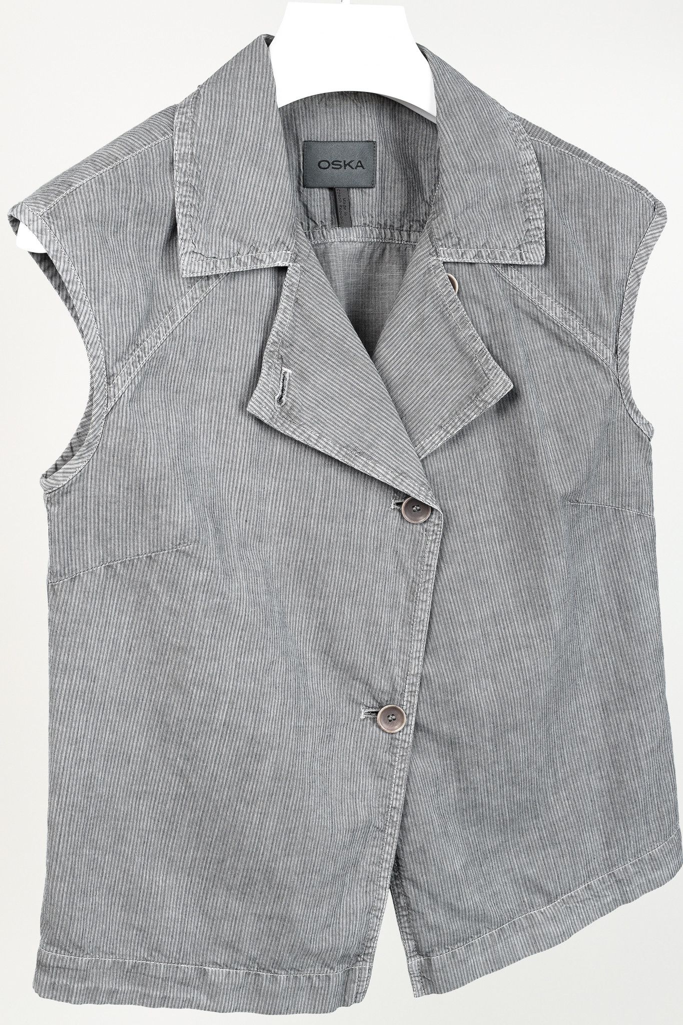 Other Oska Grey Black Stripes Asymmetrical Closure Box Soft Vest Size M / US 6-8 / IT 42-44 - 3 Thumbnail