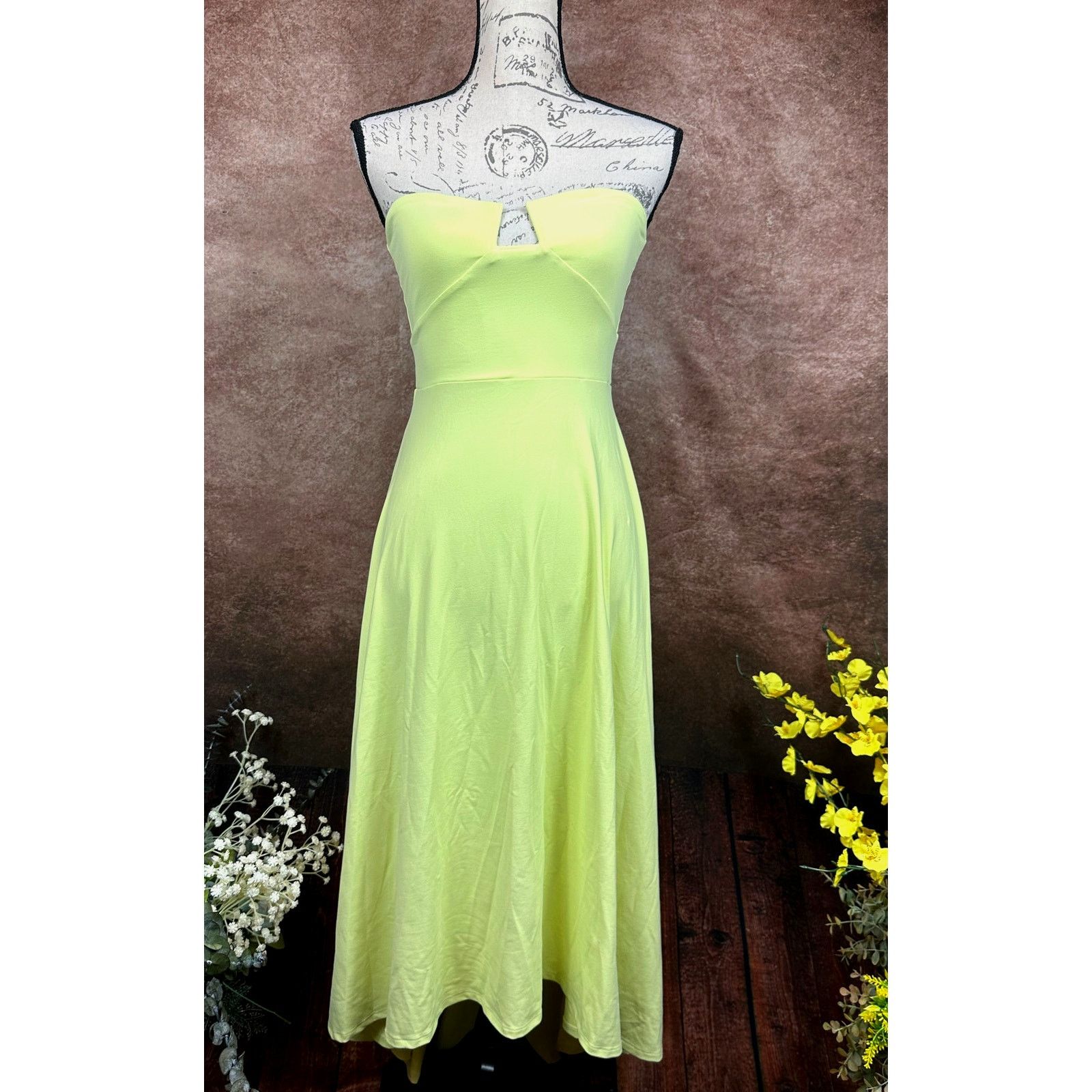 Susana Monaco Susana Monaco High Low Wired Midi Dress Pale Lime S Size S / US 4 / IT 40 - 8 Thumbnail