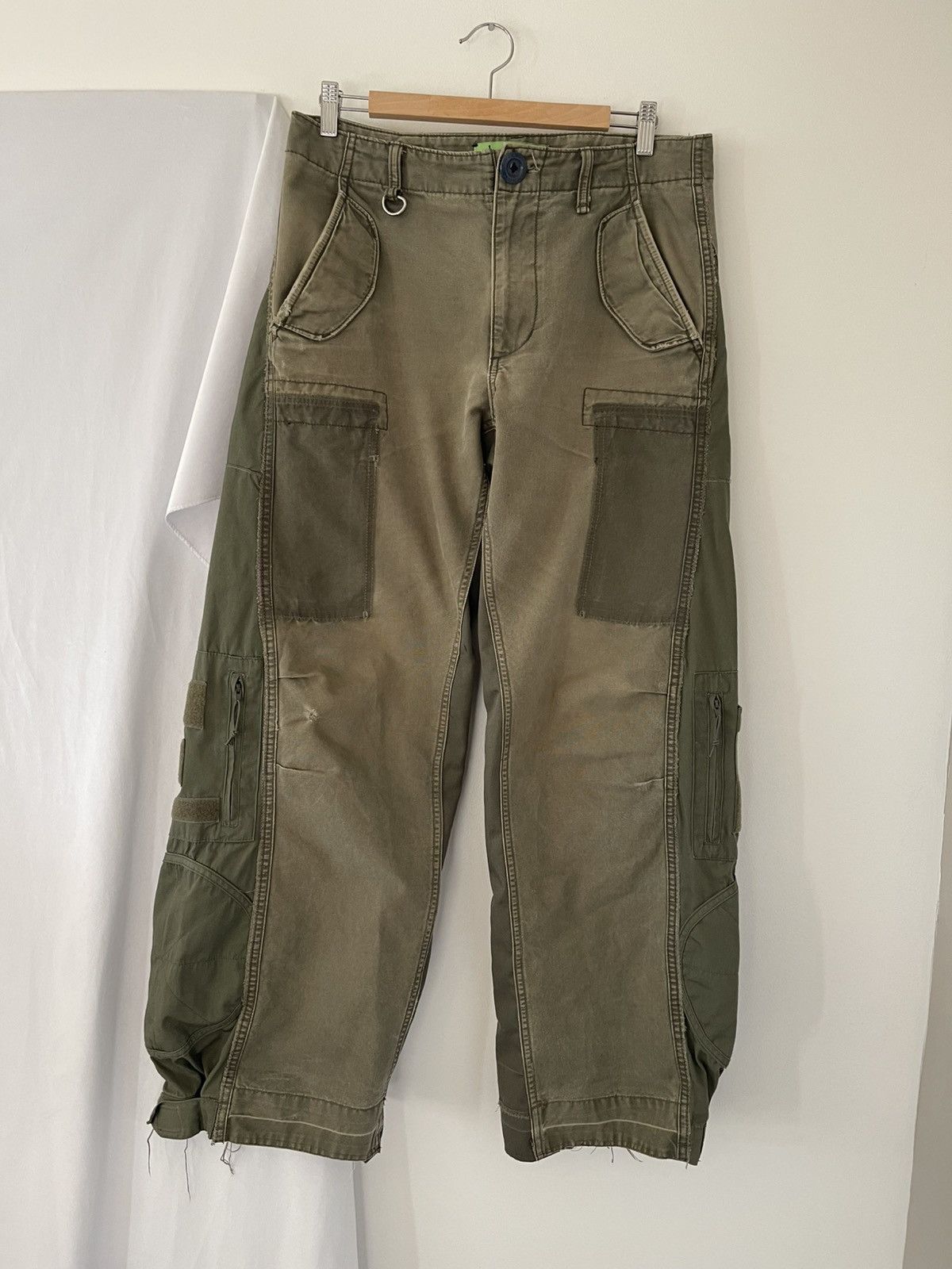 Chorley Chorley UpCycled military cargo baggy wide leg pants Size US 34 / EU 50 - 1 Thumbnail