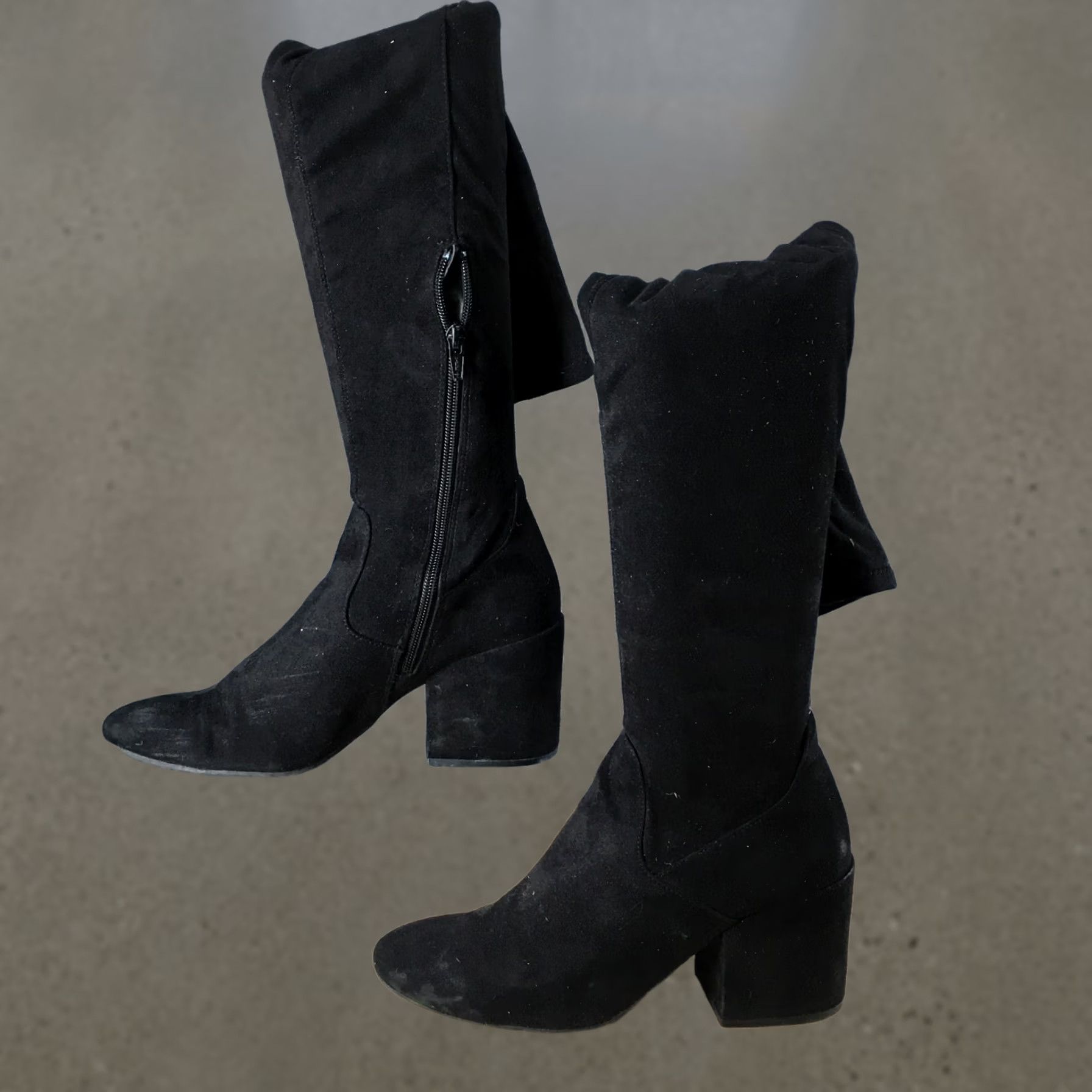 Dolce Vita Dolce Vita Sock Boots Womens 8.5 Tall Over The Knee Black Fabric Side Zip Heels Boot Size US 9 / IT 39 - 1 Thumbnail