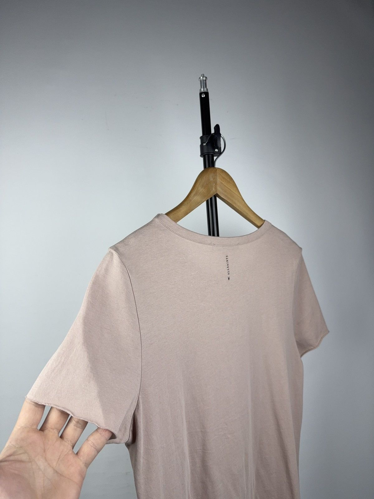 Allsaints Avant Garde Luxury AllSaints Soft Blush Pink Cotton T-Shirt Size L / US 10 / IT 46 - 8 Thumbnail