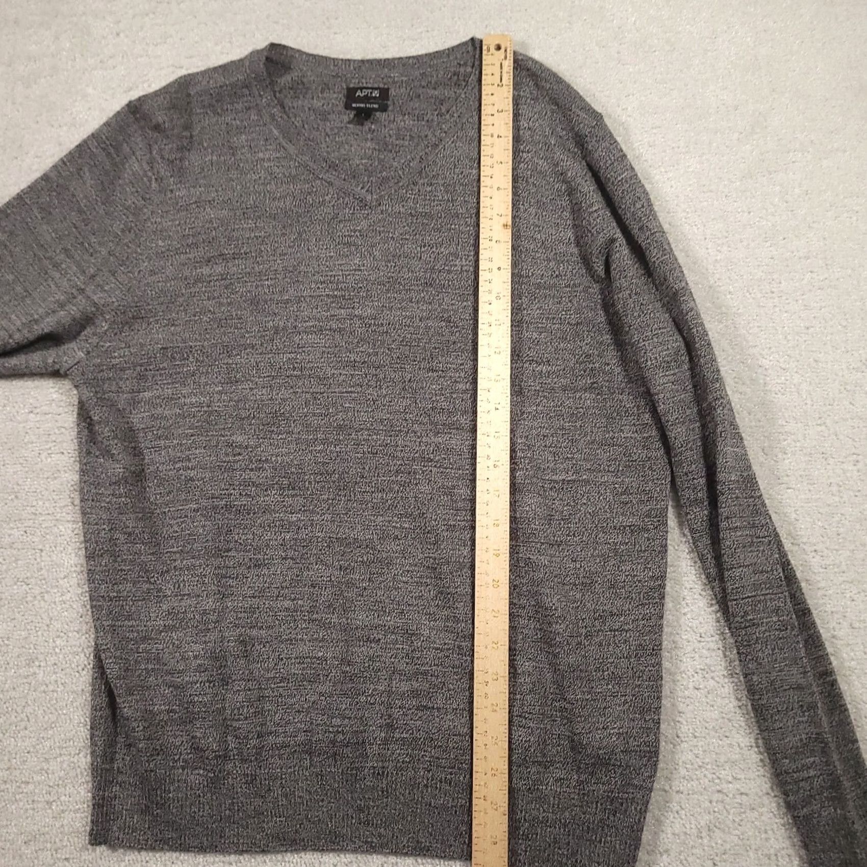 Apt. 9 APT 9 Gray Merino Wool Blend Lightweight V Neck Sweater Large Mens Pullover Knit Shirt Size US L / EU 52-54 / 3 - 5 Thumbnail
