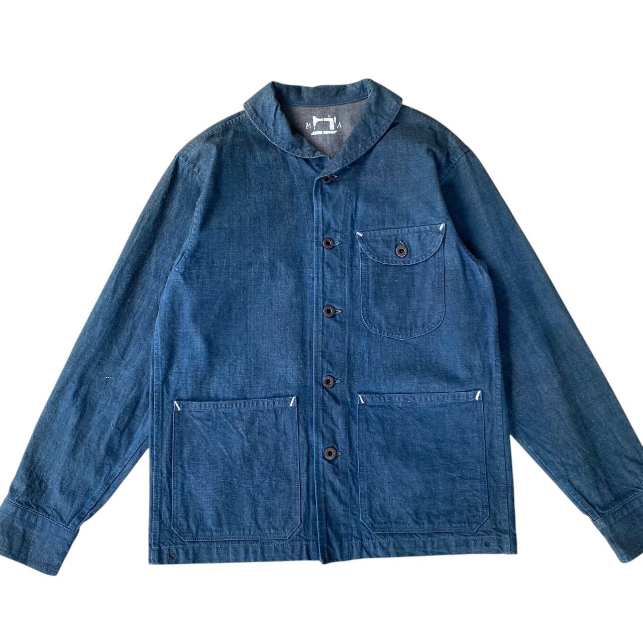 Vintage Vintage 40s-60s Shawl Collar French Blue Chore Denim Jacket Size US L / EU 52-54 / 3 - 7 Thumbnail