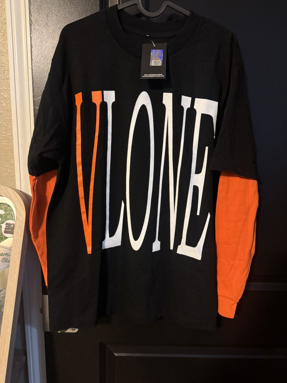 VLONE 2fer Black Tee w/ Orange L/S Thermal- Men's Medium
