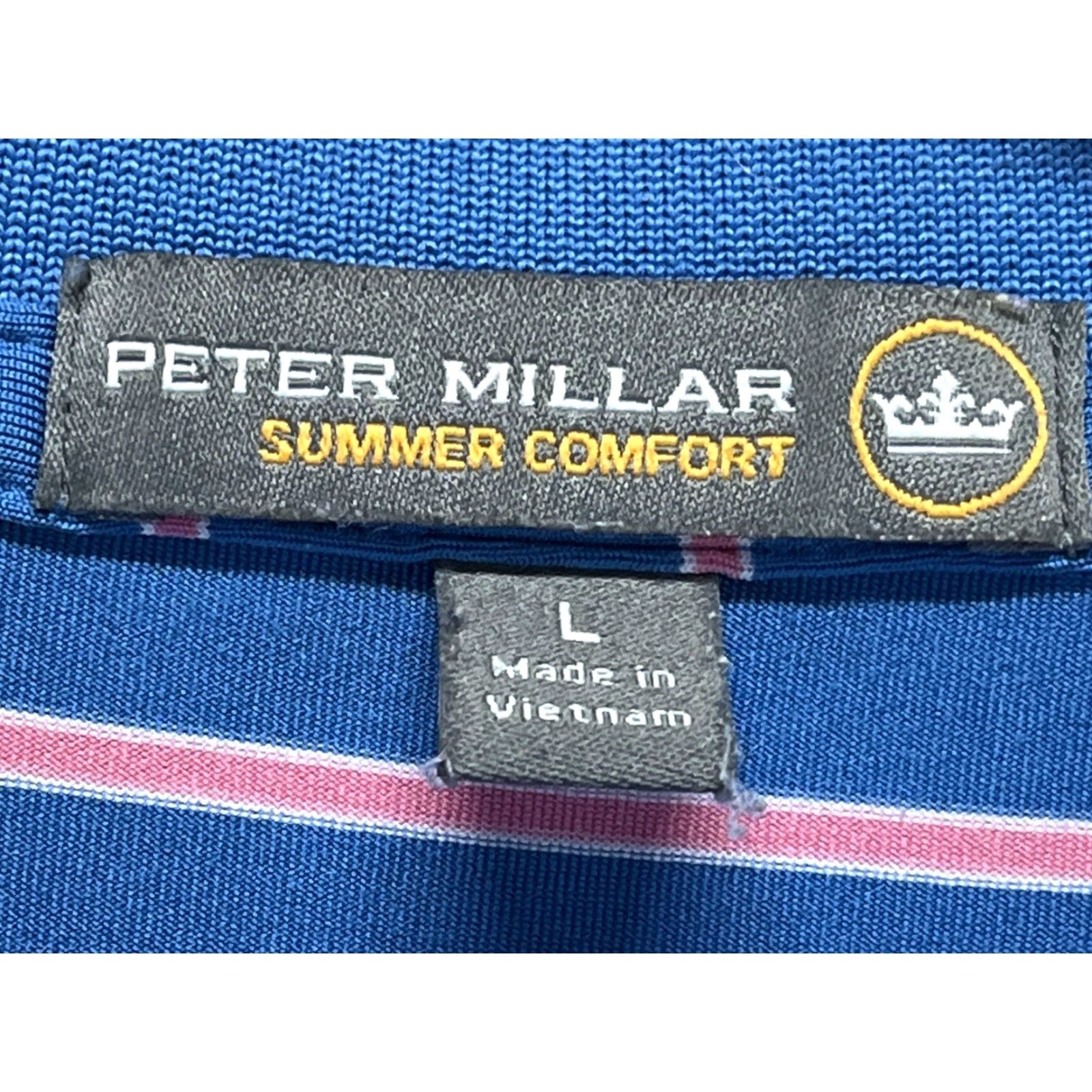 Peter Millar Peter Millar Summer Comfort Striped Golf Polo Shirt Sz Large Short Sleeve Blue Size US L / EU 52-54 / 3 - 4 Thumbnail